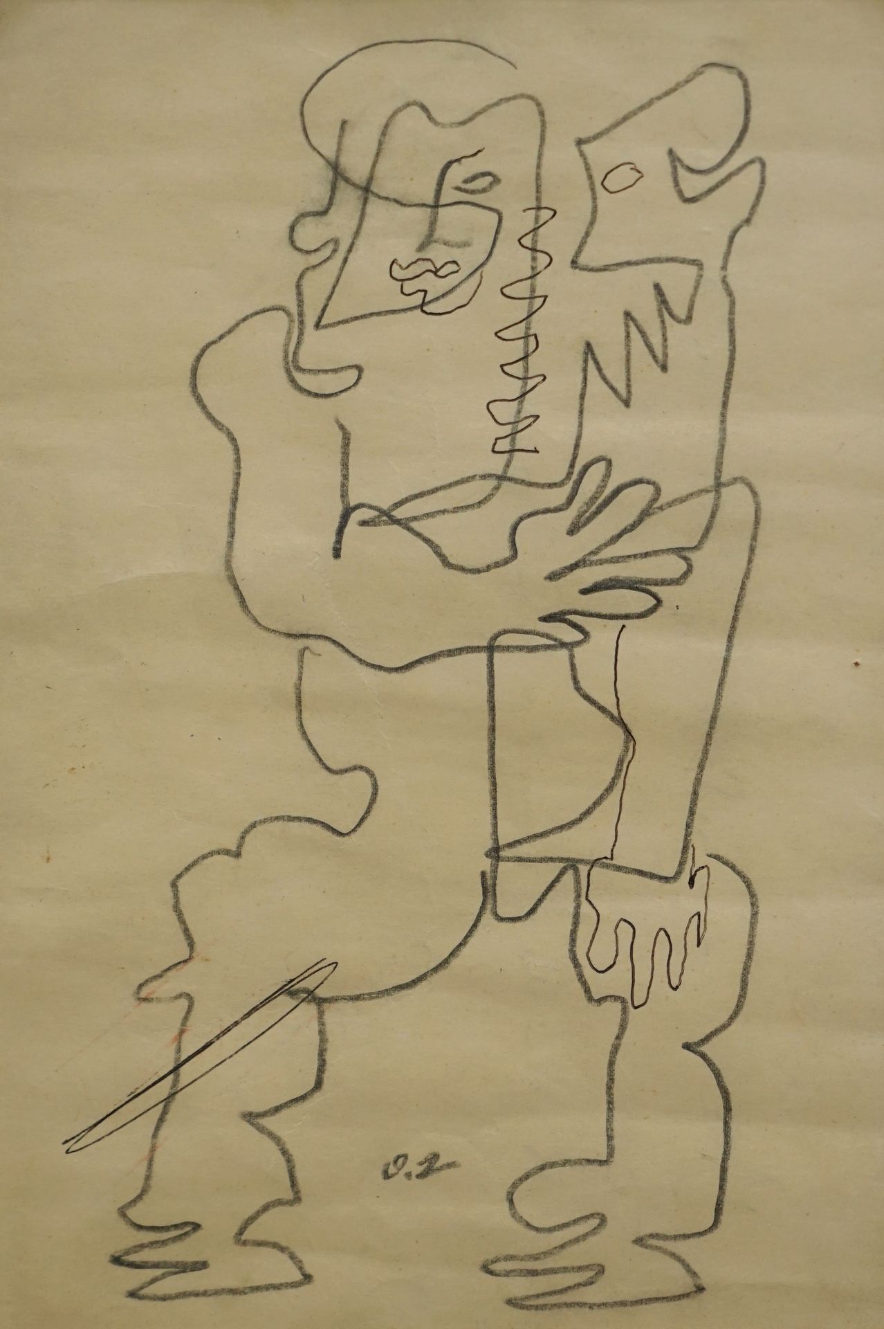 Null Ossip ZADKINE (1888-1967) Donna. Matita di piombo e inchiostro con monogram&hellip;