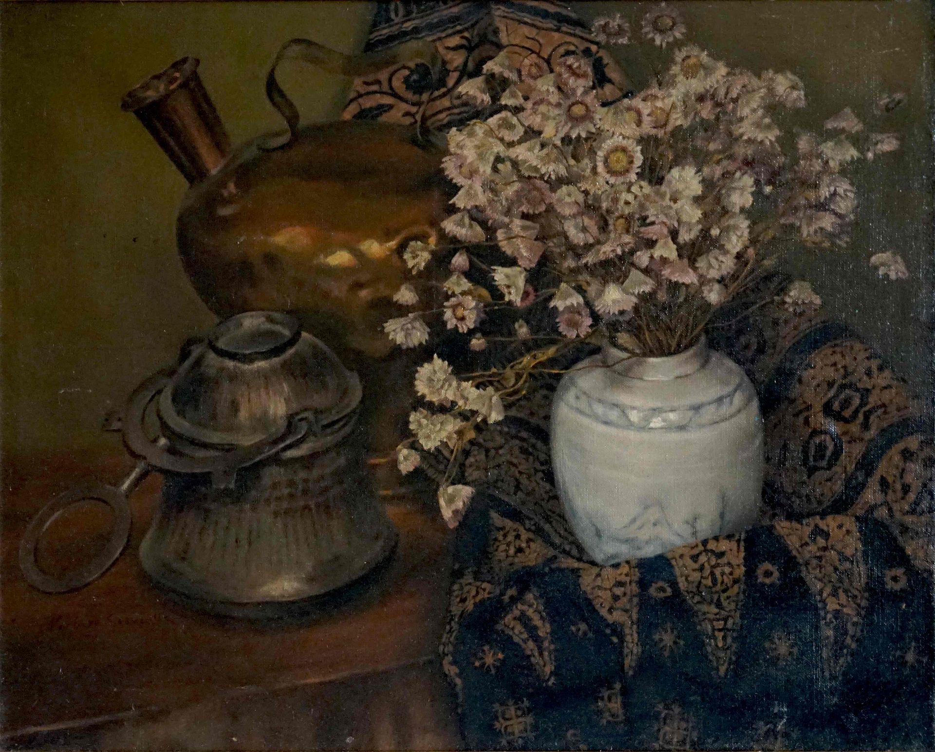 Null Norbert GOENEUTTE (1854-1894) 鲜花静物画。左下角有签名的布面油画 45 x 55 cm