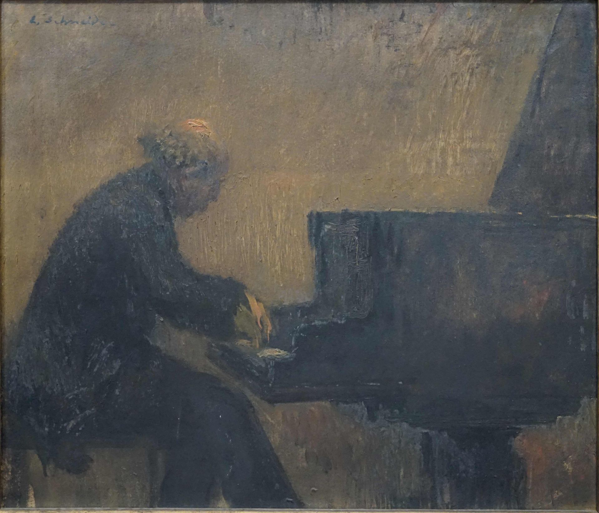 Null 埃米尔-菲利普-奥古斯特-施奈德（1873-1948） 钢琴家阿瑟-德-格雷夫。布面油画，左上角有签名。背面指定并注明日期为1925年。38 x 46&hellip;