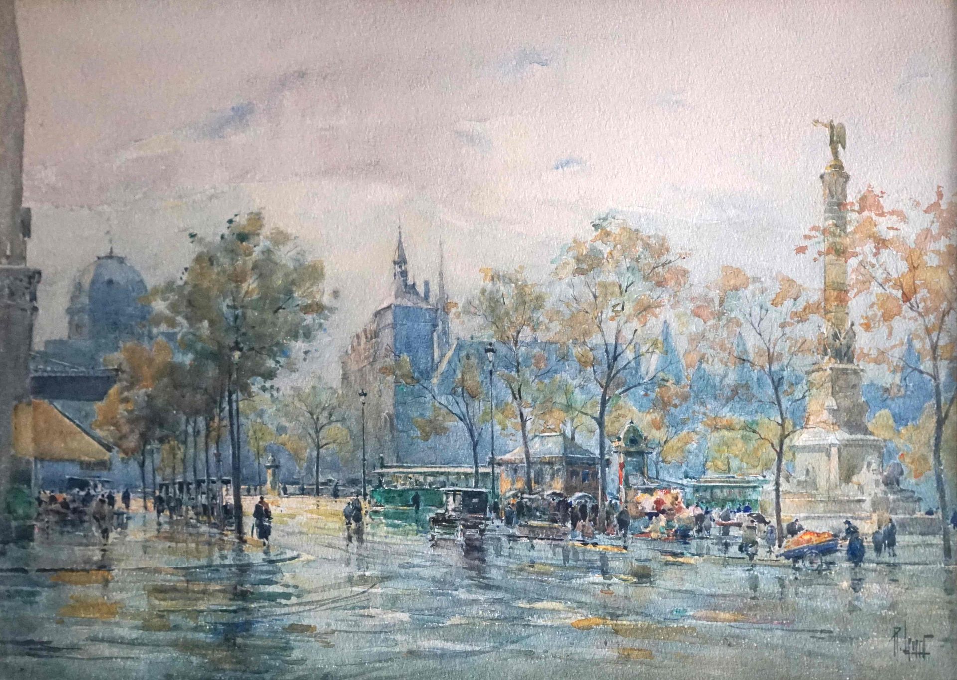 Null René LEVERT (1872-1938). La fontana delle palme, Place du Châtelet. Acquere&hellip;