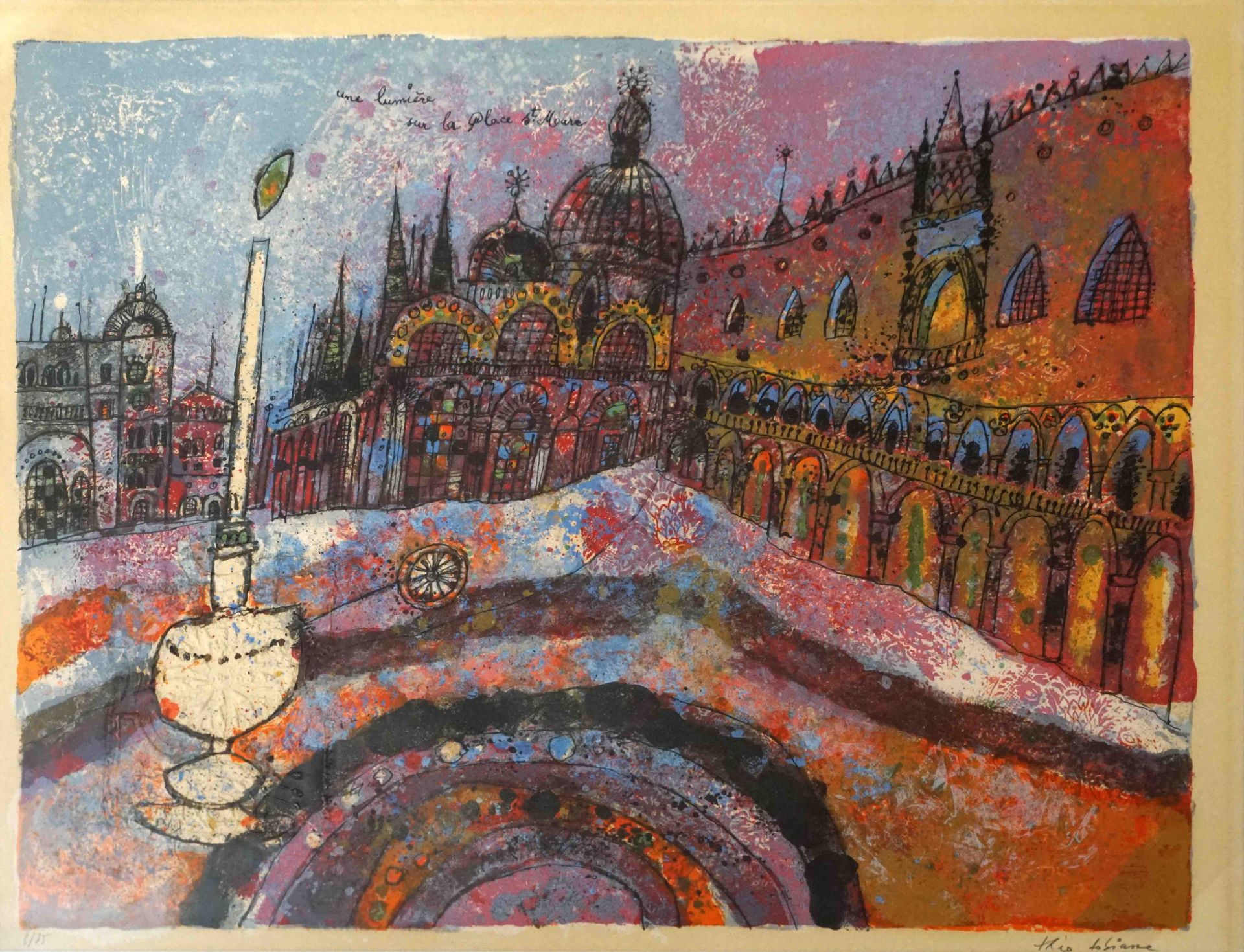 Null Theo TOBIASSE (1927-2012). A light on the Saint Mark's square. Lithograph s&hellip;