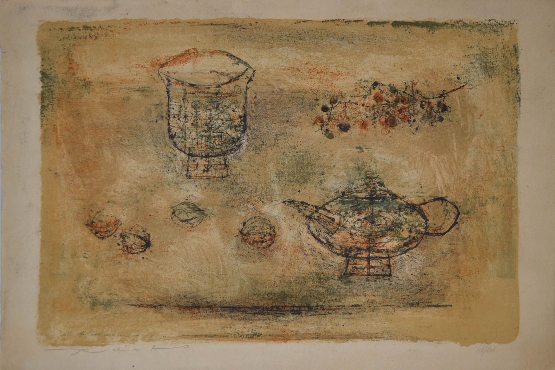 Null 赵无极 (1921-2013) La Théière (1952) 彩色石版画，署名左下，编号 116/200。 38 × 57 厘米