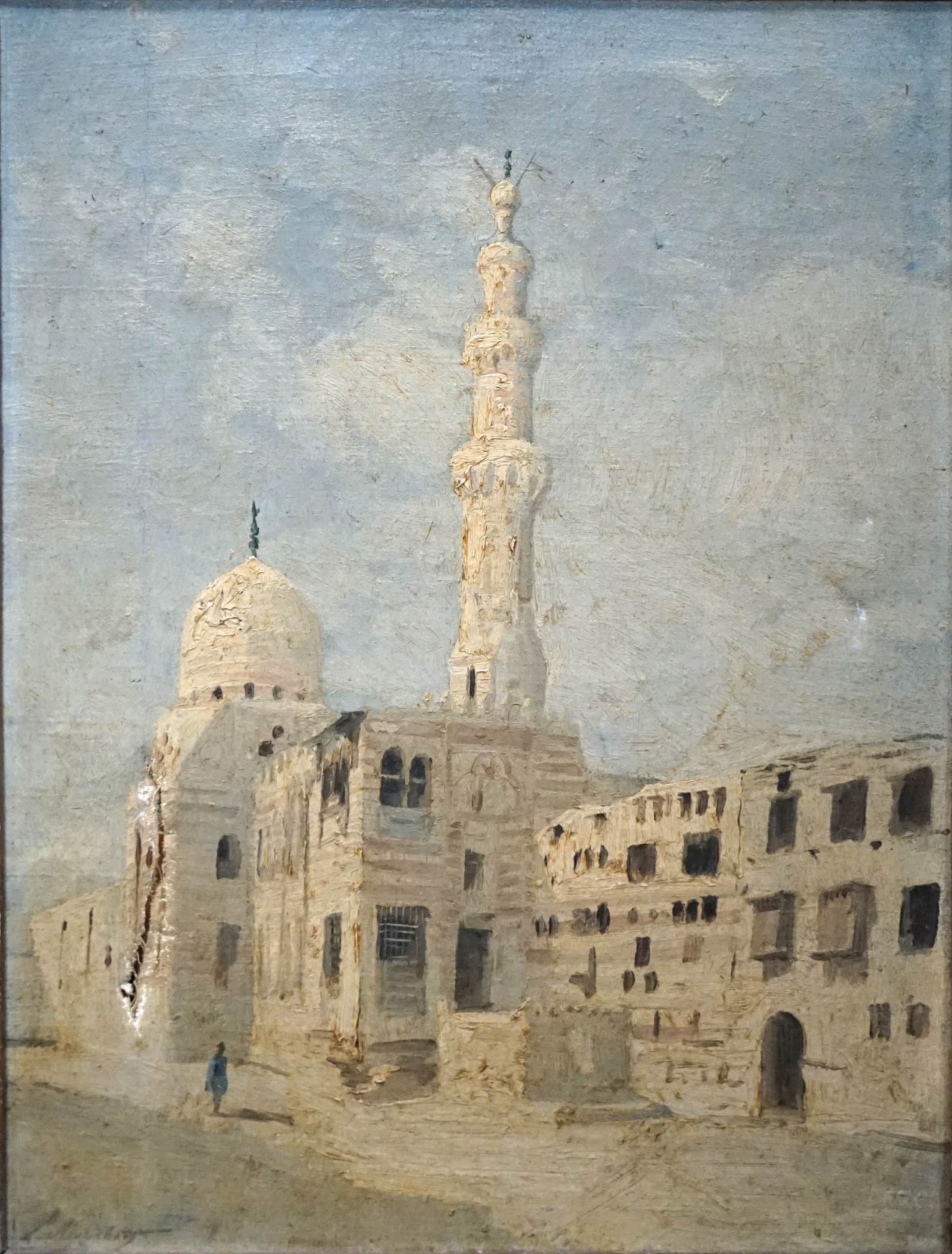 Null Louis Claude MOUCHOT (1830-1891). The mosque. Oil on canvas signed in the l&hellip;