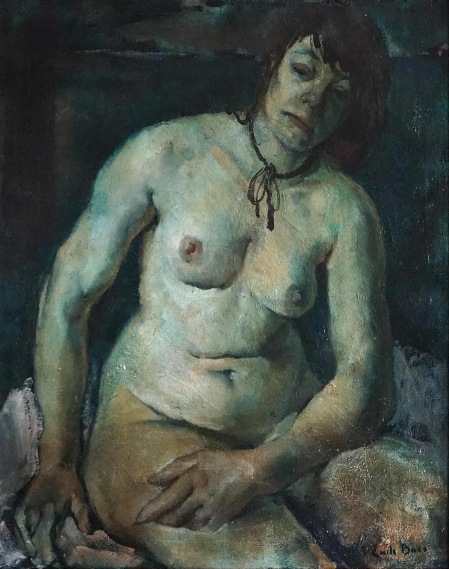 Null Emile BAES (1879-1954) Seated nude. Oil on canvas signed lower right. 73 x &hellip;