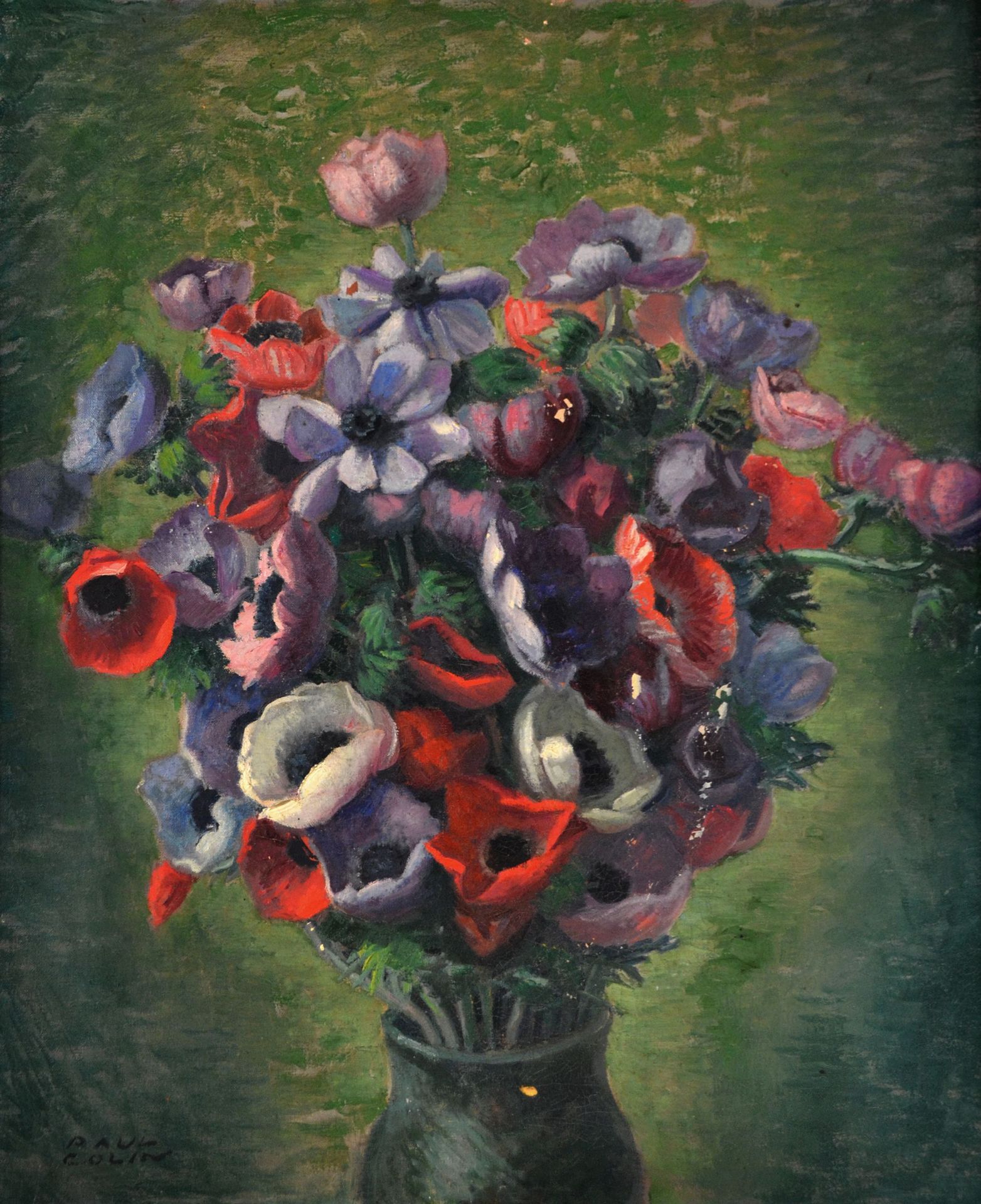 Null Paul COLIN (1892-1985) Anemoni in vaso. Olio su tela firmato in basso a sin&hellip;