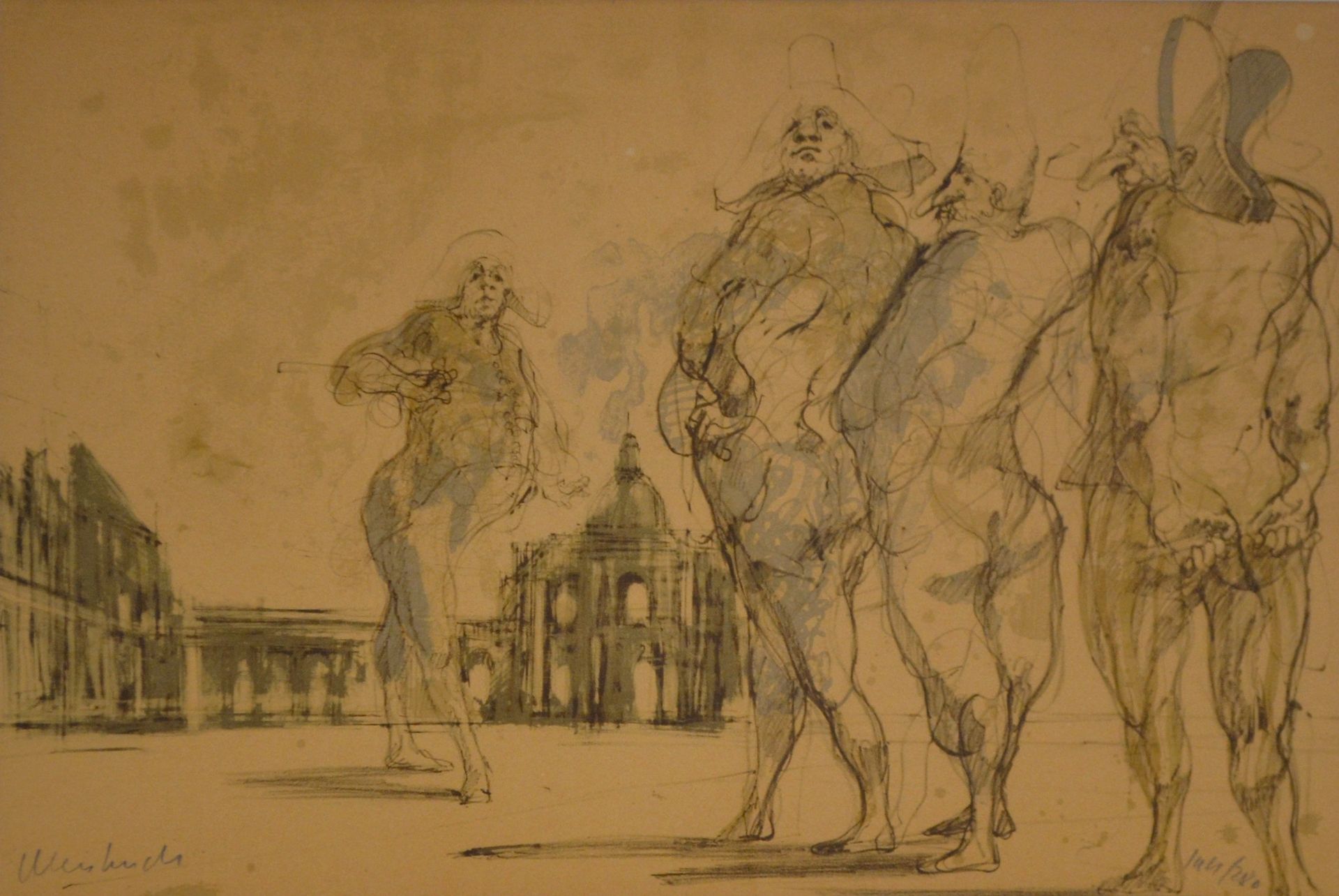 Null 克劳德-魏斯布赫（1927-2014）：《四只哈雷克和波利希内尔》。彩色石板画，左下角有签名，编号144/280。