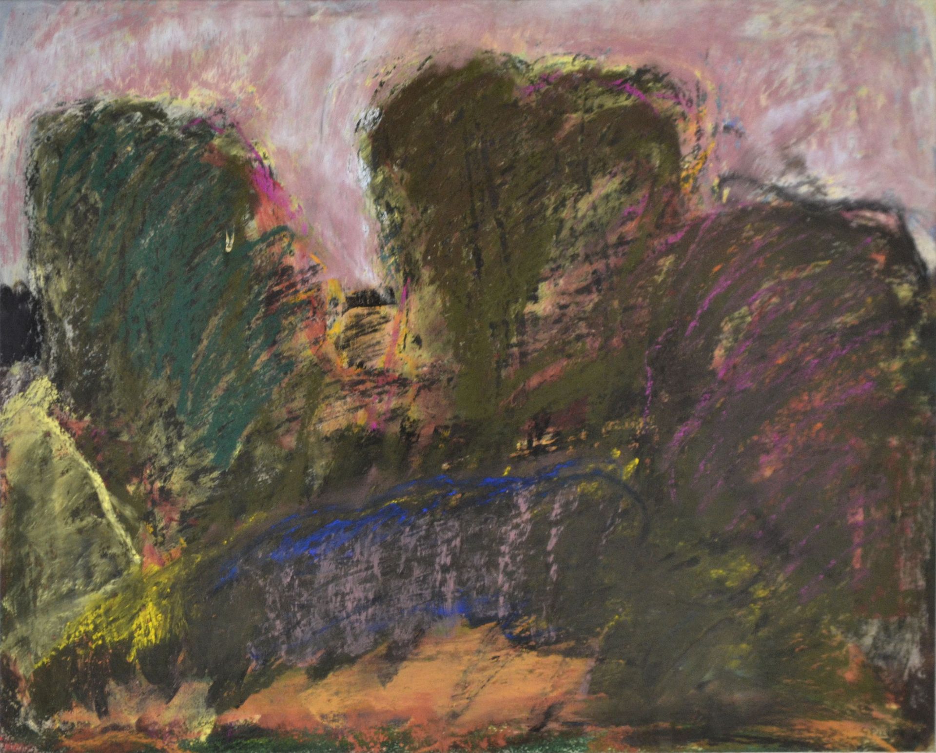 Null Gilbert PILLER, né en 1940. Paysage aux arbres, 1976. Pastel signé et daté &hellip;