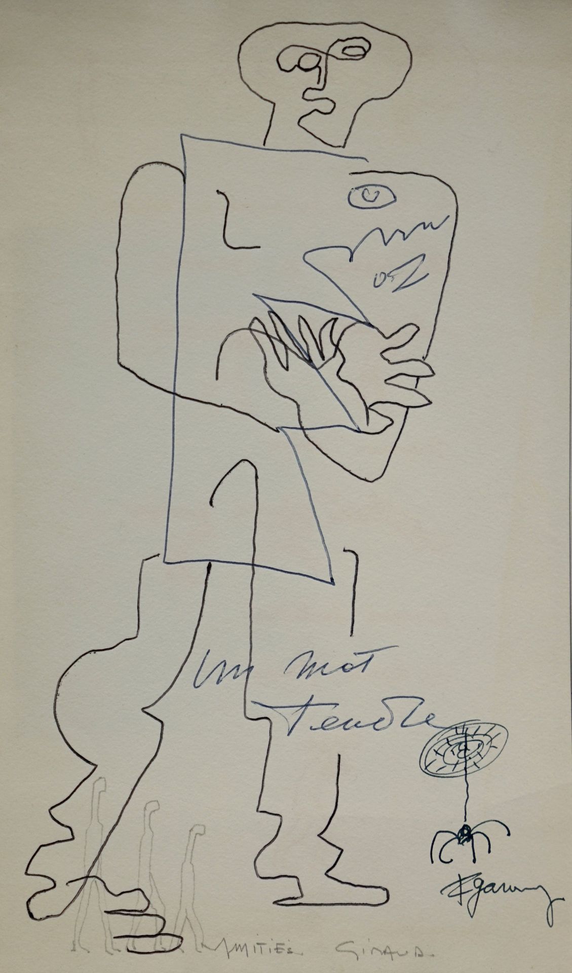 Null Ossip ZADKINE (1888-1967) and two other authors. A tender word. Ballpoint p&hellip;