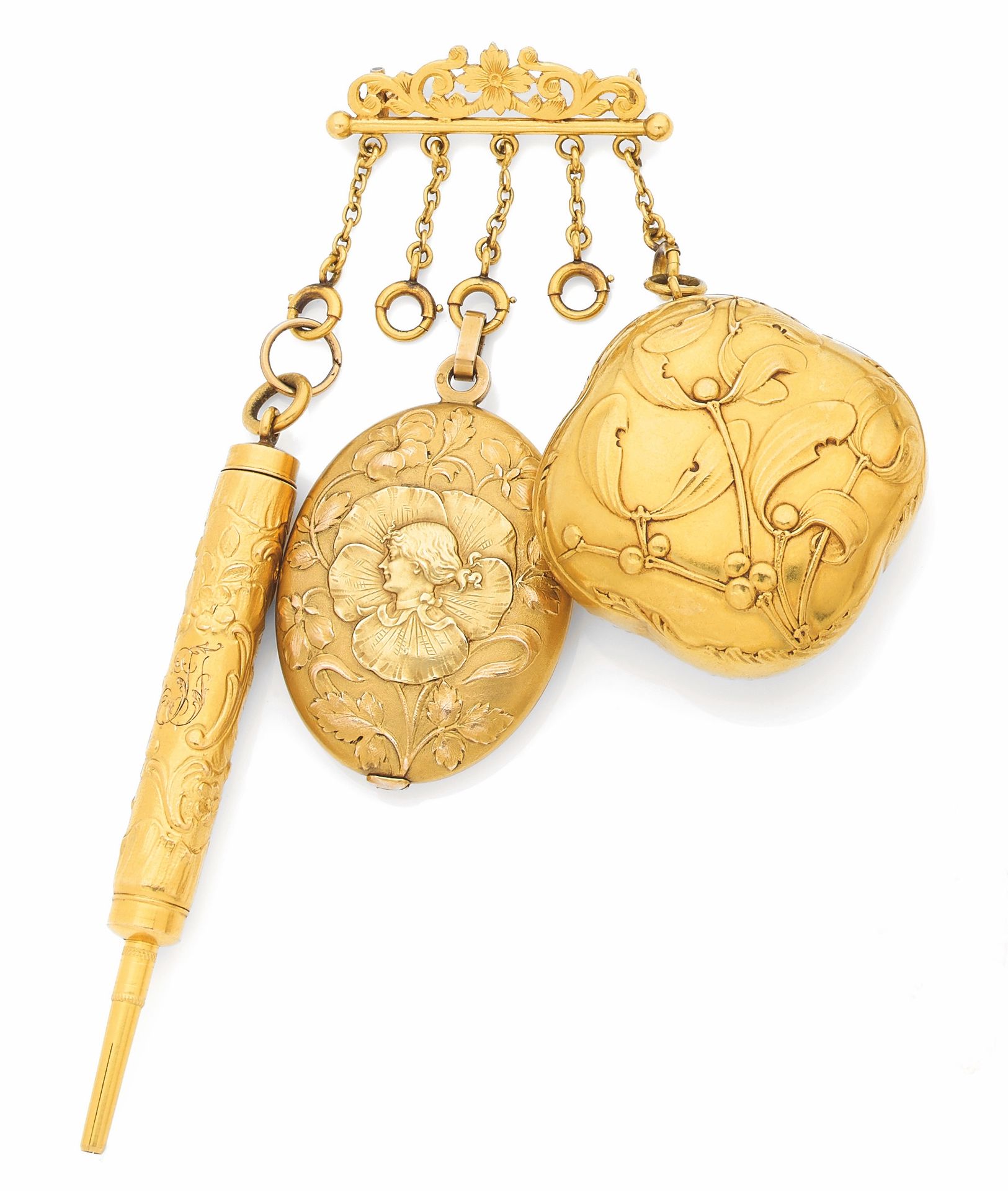 Null Pasadores de oro amarillo, sosteniendo un saquito de cuatro lóbulos decorad&hellip;