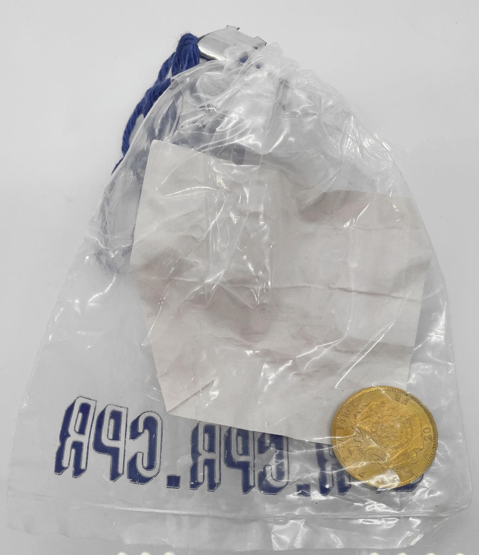 Null 20-Franken-Goldmünze Belgien mit dem Bildnis von Leopold II, versiegelt