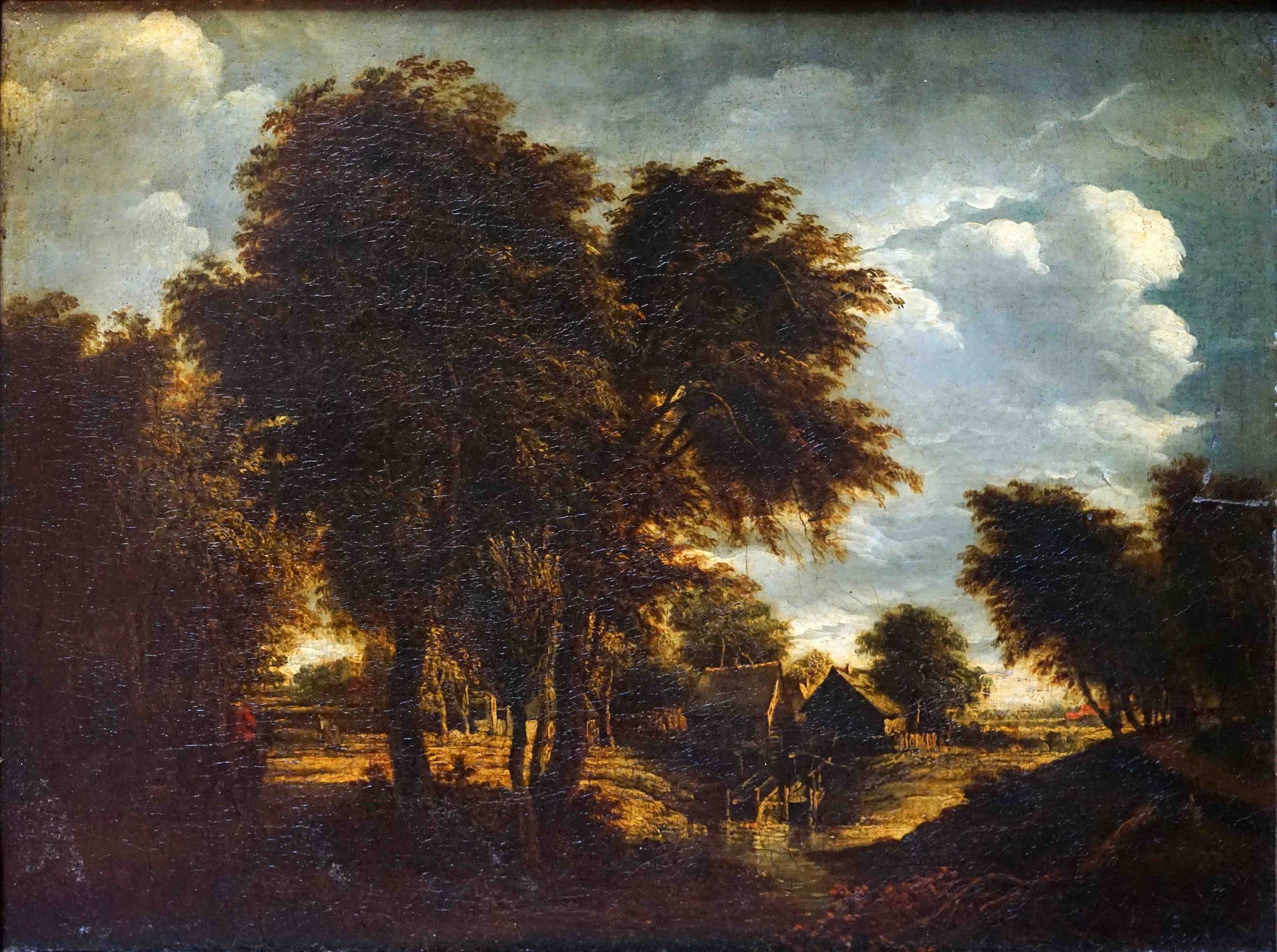 Null Meindert HOBBEMA (1638-1709) (Dans le goût de). Paysage au moulin. Huile su&hellip;