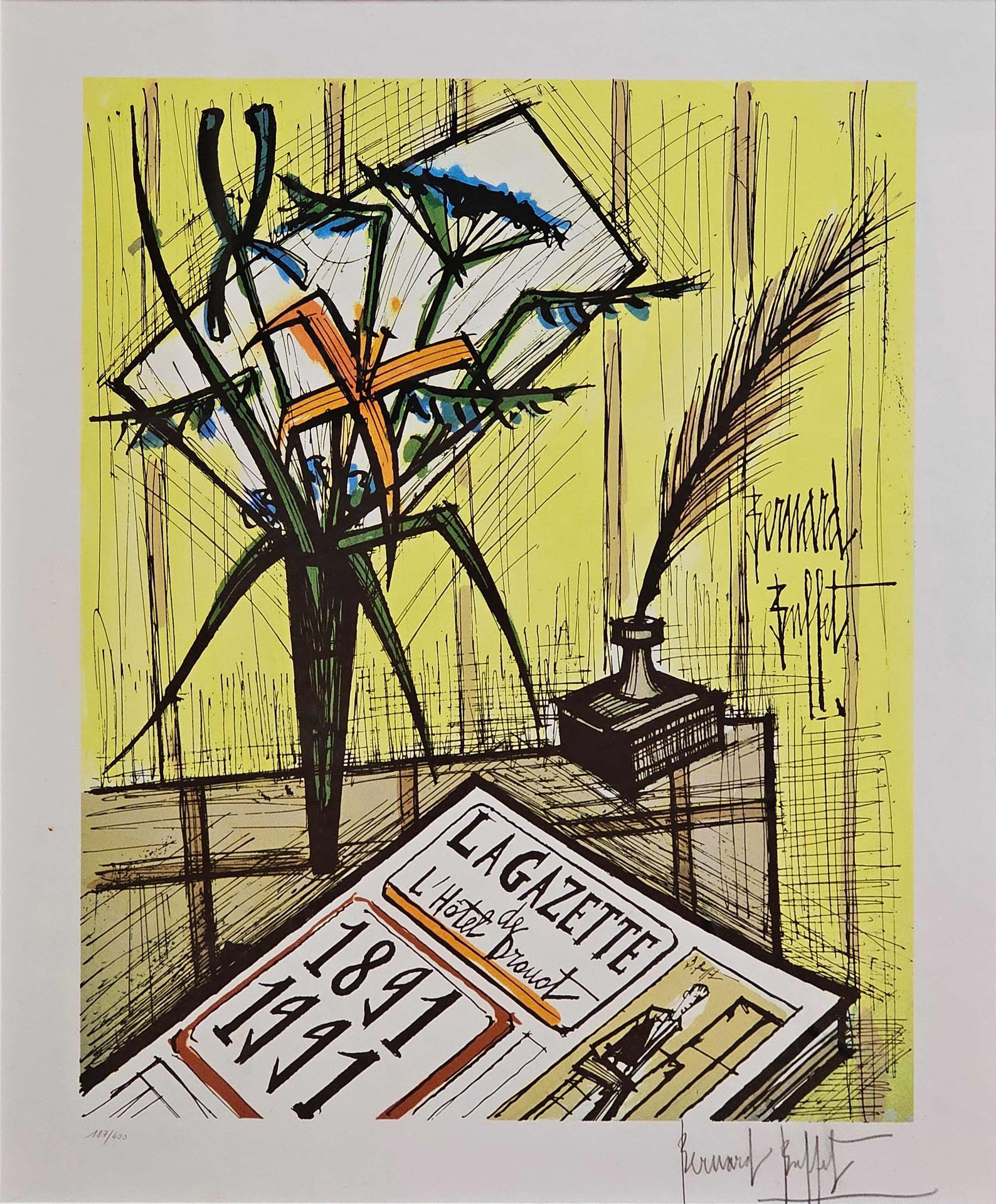 Null Bernard BUFFET (1928-1999) La Gazette de l'Hotel Drouot Lithographie, in de&hellip;