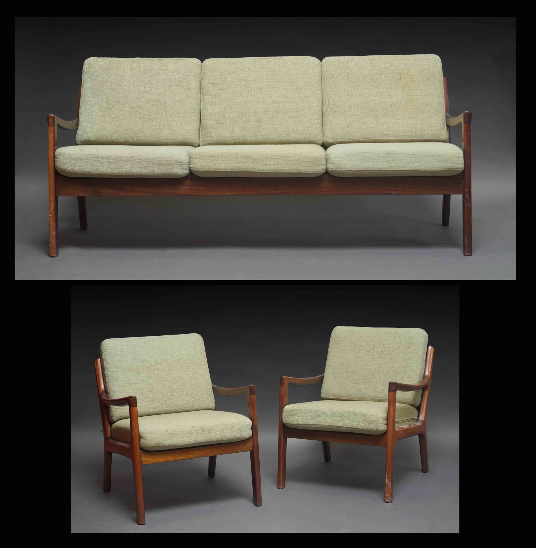 Null Ole WANSCHER（1903-1985）客厅家具，包括一张沙发和两把扶手椅，Senator 模型，由 Ole Wanscher 为 France&hellip;