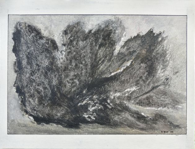 Null 米歇尔-比奥特 (1936-2020)

"降B调中的意外"。2017

沙子和油画在画布上，右下方有签名和日期，背面有标题

50x65厘米