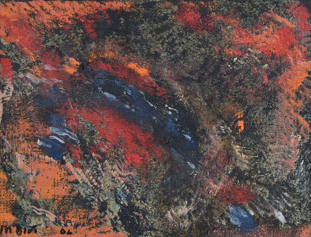 Null 米歇尔-比奥特 (1936-2020)

"在地球的凹陷处"。2004

沙子和油彩画在纸板上，左下方有签名和日期，背面有标题

12x16厘米