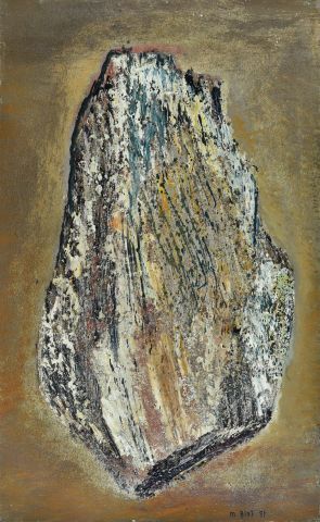 Null 米歇尔-比奥特 (1936-2020)

"独石"。1991

沙子和油画在画布上，右下方有签名和日期，背面有标题

61x38厘米