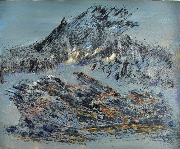 Null 米歇尔-比奥特 (1936-2020)

"对话"。2013

沙子和油画在画布上，中下部有签名和日期，背面有标题

54x65厘米
