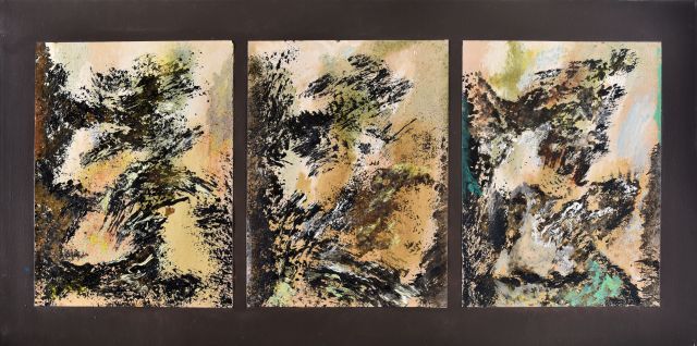 Null 米歇尔-比奥特 (1936-2020)

"树的舞蹈"。2008年，胰蛋白酶

一套三张纸上沙子和油彩裱在画布上，背面有签名、日期和标题

每张尺寸：&hellip;