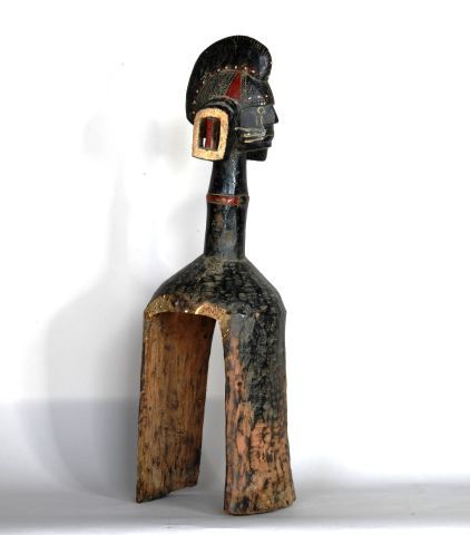 Null NIGERIA 

Masque d'épaule en bois dur sculpté à patine noire rehaussée de r&hellip;