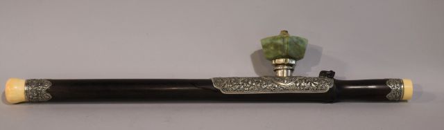 Null CHINA late 19th - early 20th century. 

Wooden opium pipe with metal applic&hellip;