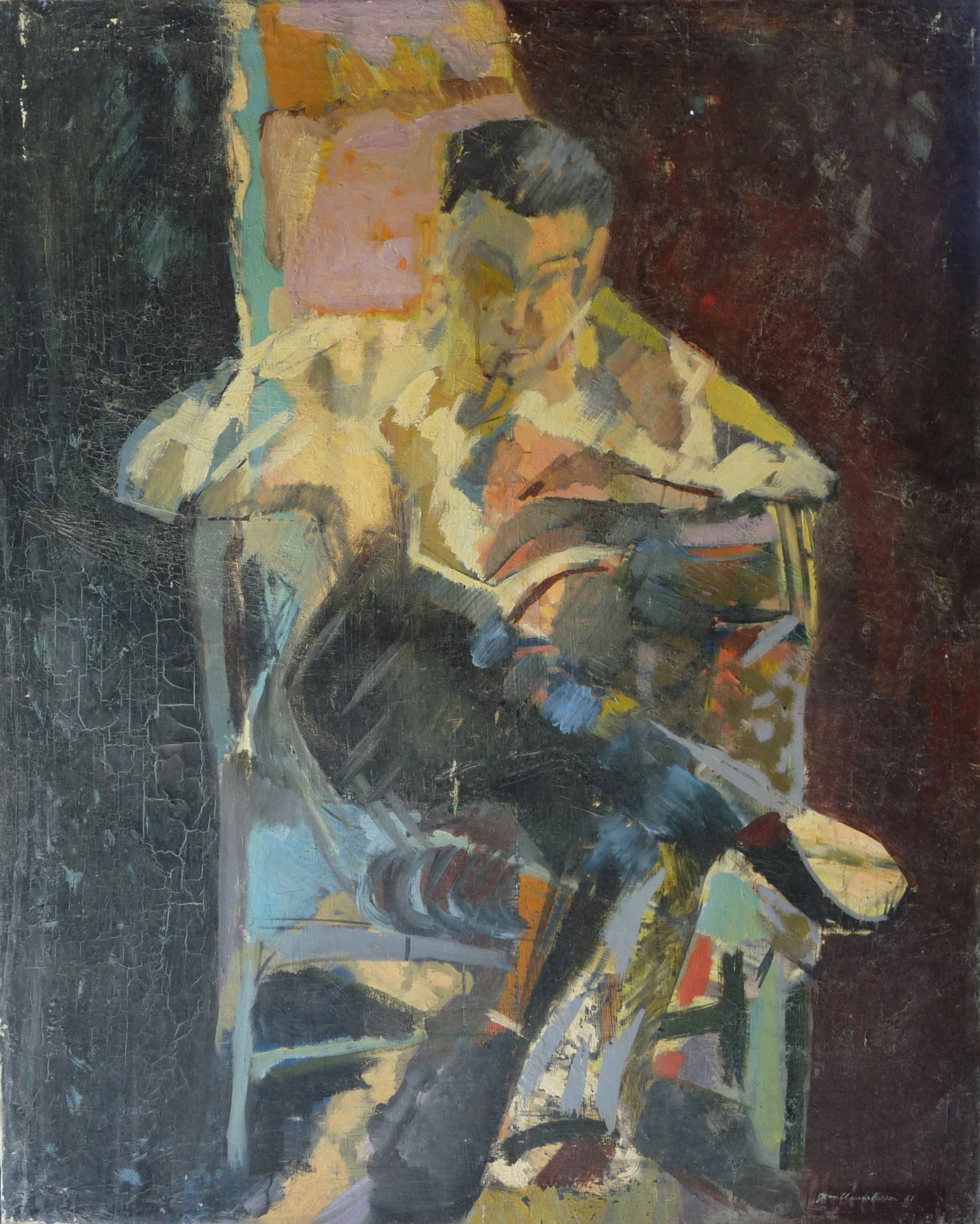 Null Jean-Claude BESSON-GIRARD (1938-2021) 
Autoportrait, 1961 
Huile sur toile,&hellip;