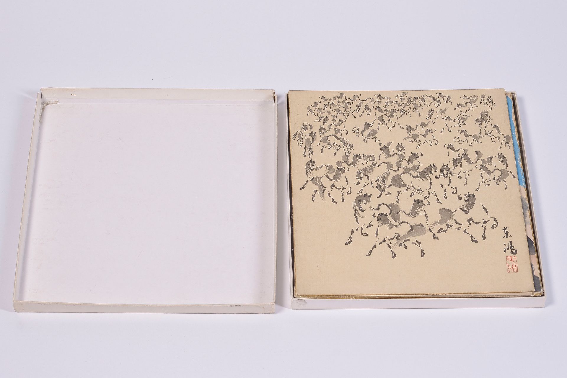Null Japan, zwölf Quadrate mit gouachierten und lithographierten Landschaften, a&hellip;