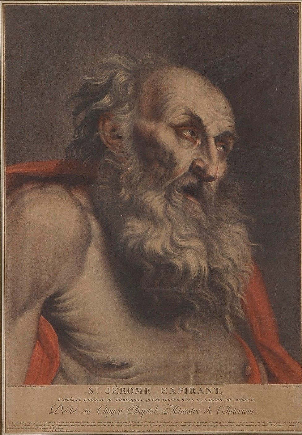 Null 皮埃尔-查尔斯-库克雷 (1761-1832)

圣杰罗姆到期，根据多米尼金的画作。

黑体字印刷的颜色

美丽而罕见的羊皮纸上的证明

视力：62 &hellip;