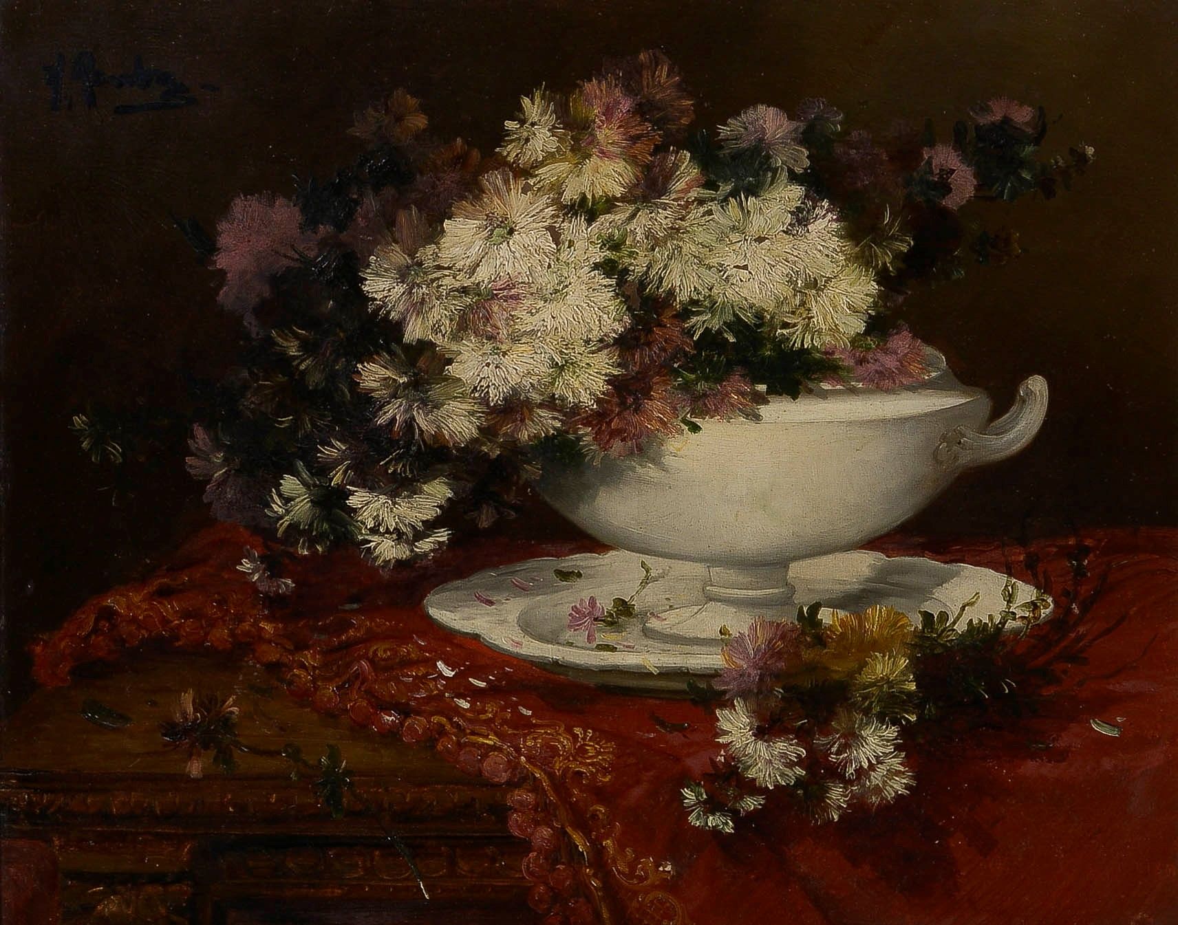 Null 阿尔弗雷德-鲁比(1849-1909)

夹板上的花

布面油画，左上角有签名

壮观的粉刷和镀金的木质框架

65 x 81 cm