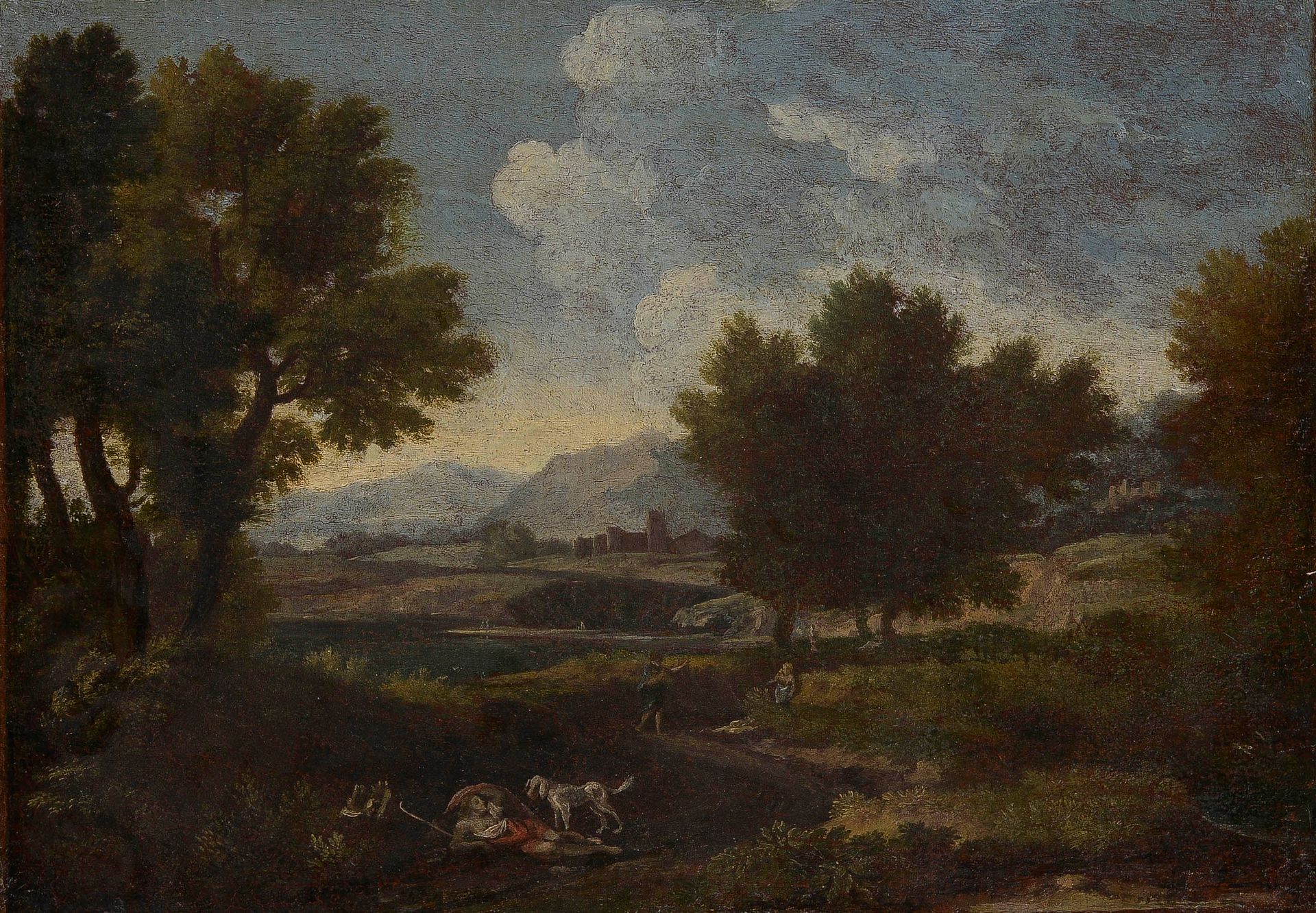 Null Seguace di Gaspar DUGHET (1615-1675)

Paesaggio vivace con pastore

Olio su&hellip;