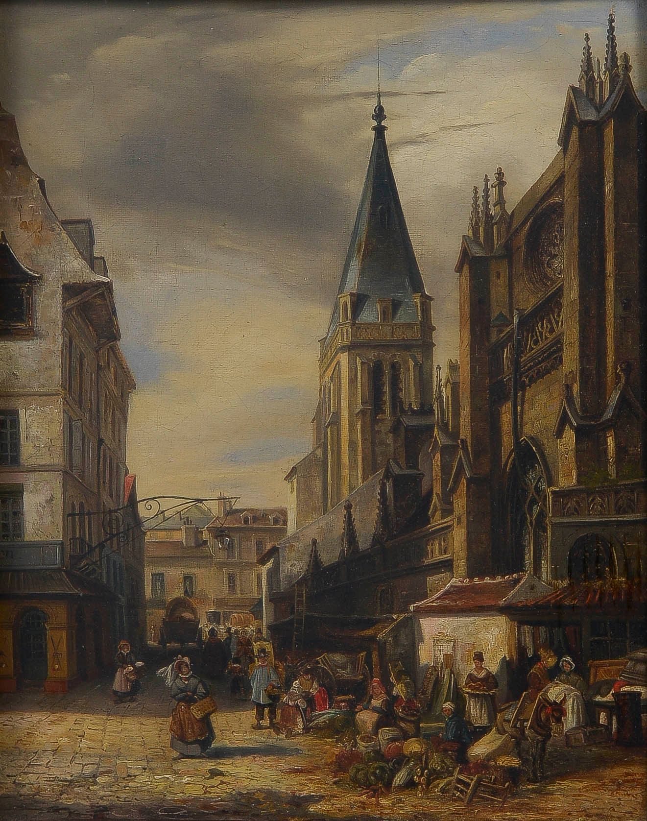 Null Léon DARDEL (1814-?)

里昂的蔬菜市场，约1835年

布面油画，以作者的名字命名，在贴在画框上的标签上有1835年巴黎沙龙的标题&hellip;