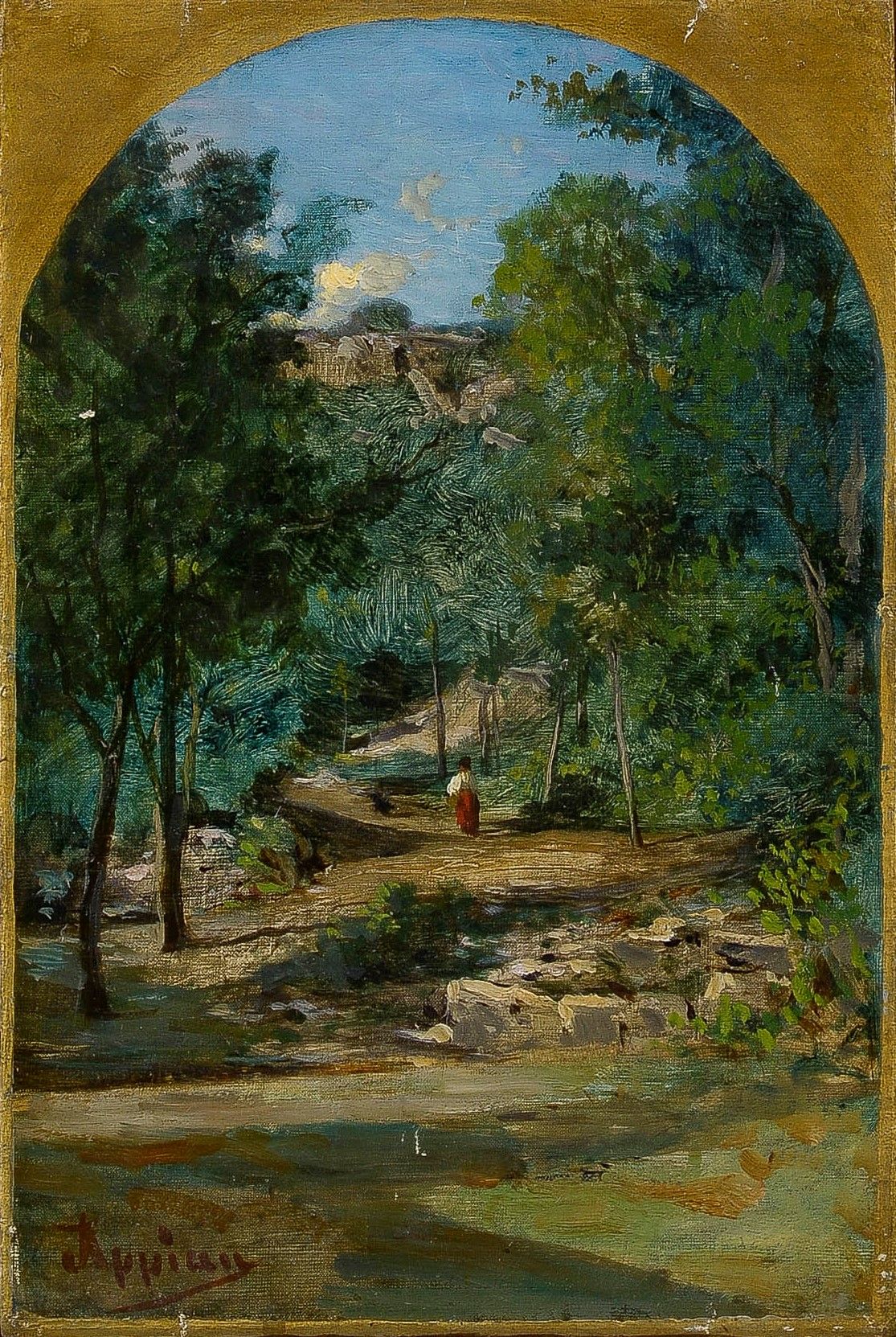 Null 阿道夫-阿皮安 (1818-1898)

里克斯（艾因）的周边环境

裱在画布上的油画，左下方有签名，背面有标题

31,5 x 21 cm