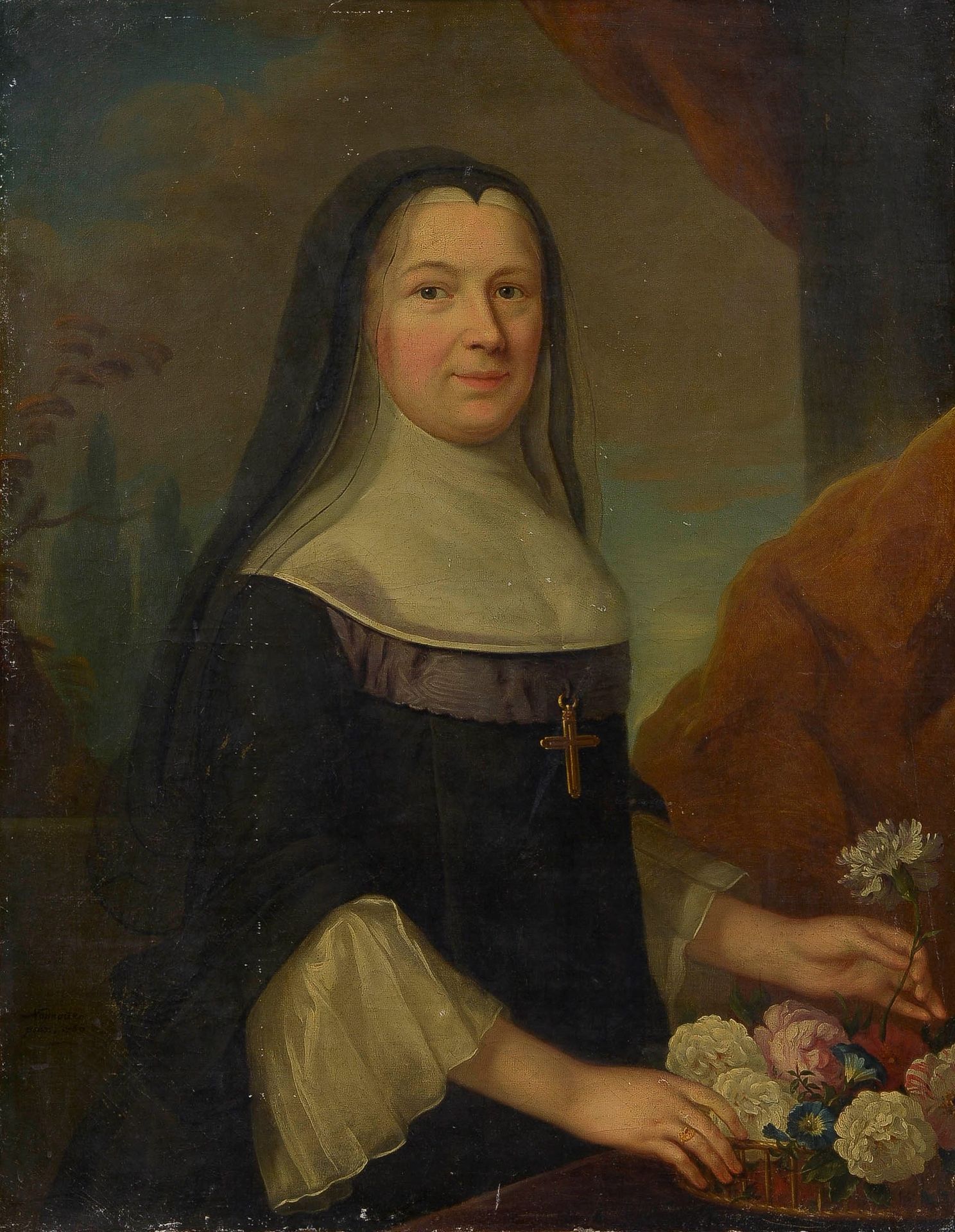 Null 多纳蒂安-诺诺特 (1708-1785)

捧着花篮的修女画像

帆布

无框架

高度：90厘米

宽度 : 70 cm

签名和 "Nonotte&hellip;