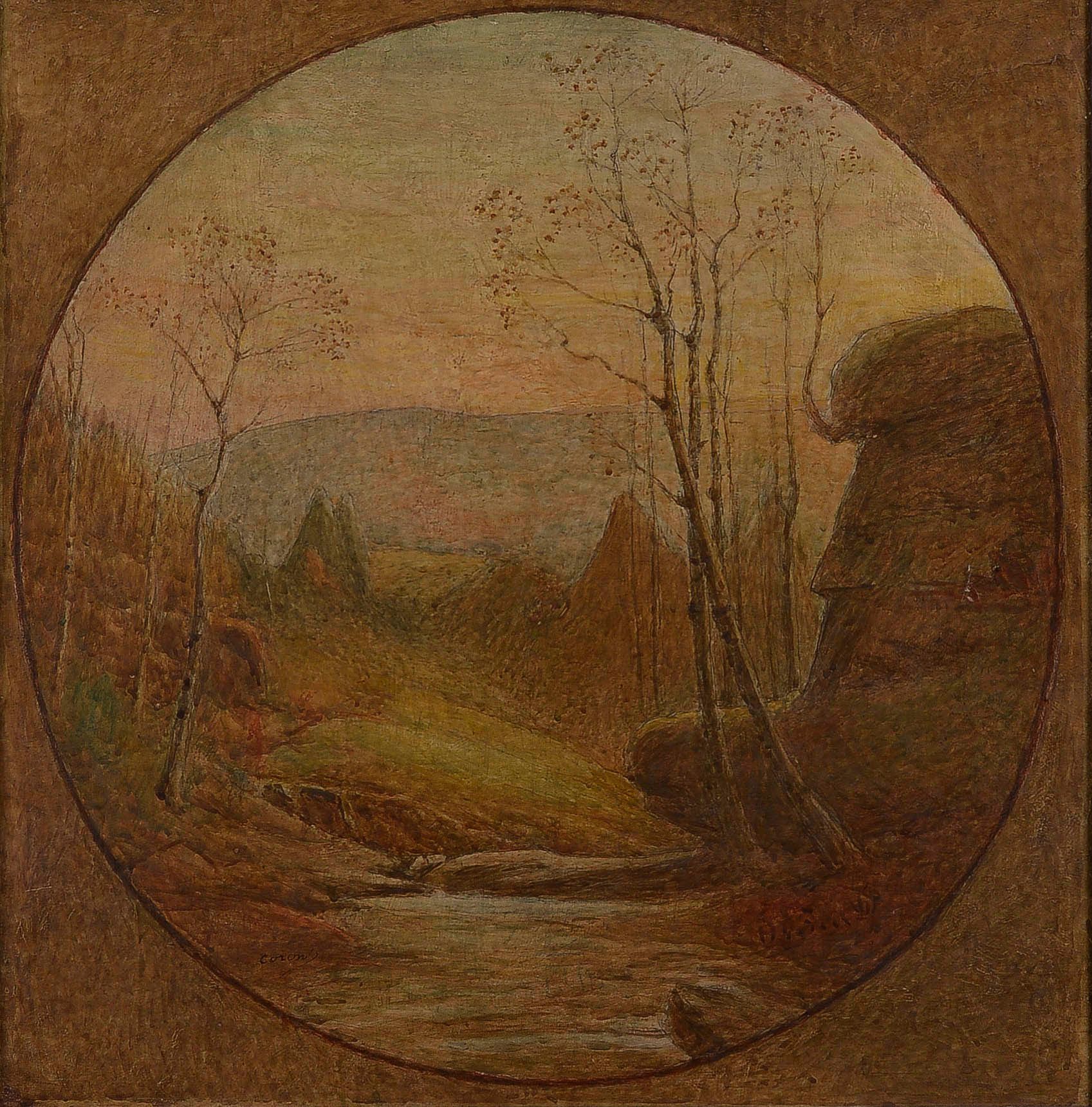Null 约瑟夫-科隆特(1859-1934)

景观与磨石

布面油画，圆形视图，装在面板上，左下角有签名

61 x 60厘米