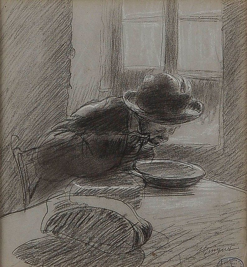 Null 弗朗索瓦-约瑟夫-吉格特 (1860-1937)

靓汤

炭笔和石墨画，用白粉笔加高，右下角有签名和艺术家出生地科贝兰的戳记

26 x 24 cm&hellip;