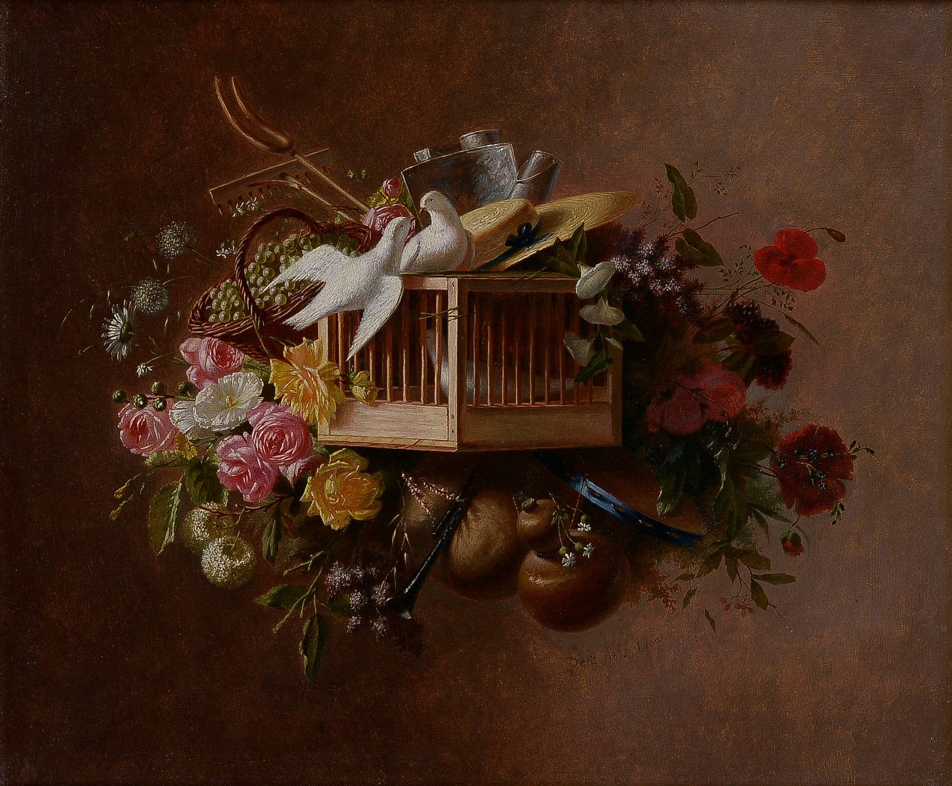 Null Stéphane PETIT (1814-1878)

Composition aux fleurs, fruits, colombes et ins&hellip;