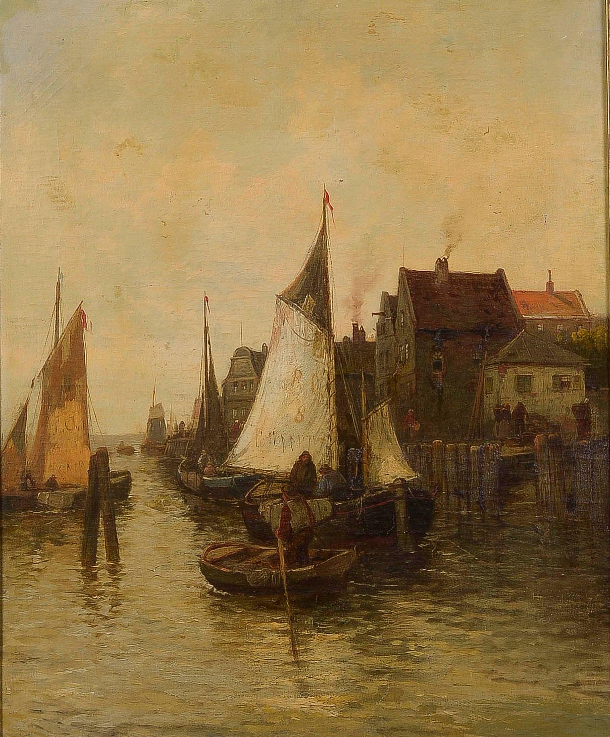 Null Scuola olandese del 1900 circa

Il ritorno dei pescatori nel piccolo porto
&hellip;