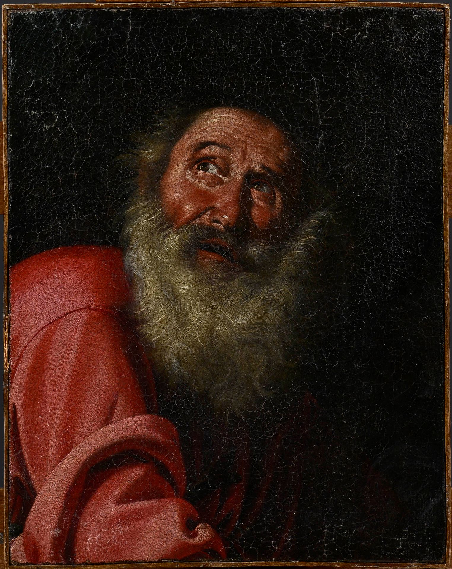 Null 18世纪热那亚流派，贝尔纳多-斯特罗兹的追随者

一个老人的研究

布面油画

38.5 x 30 cm