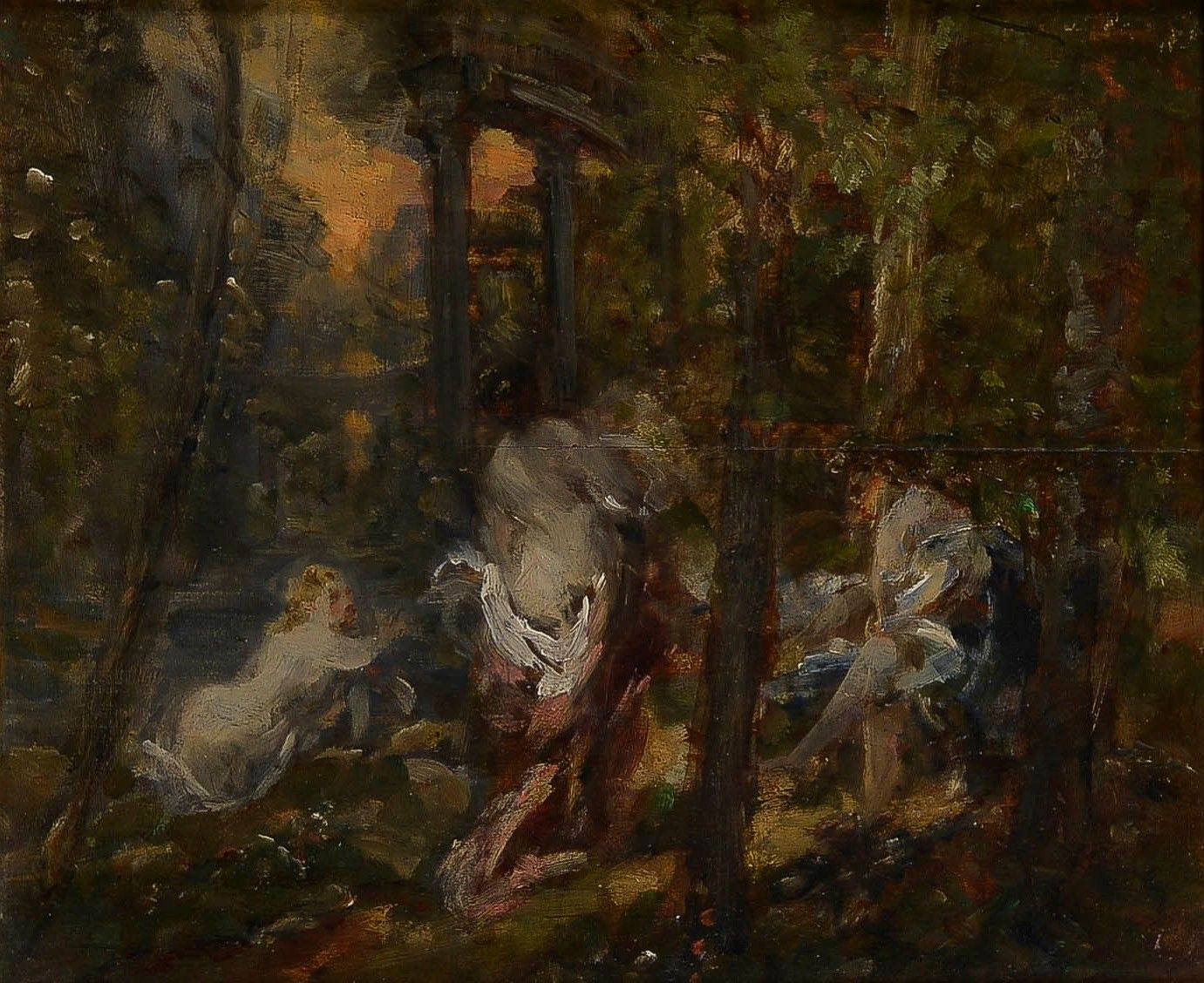 Null 约瑟夫-吉夏尔 (1806-1880)

树林中的沐浴者

板上油彩

36,5 x 47,5 cm

裂缝