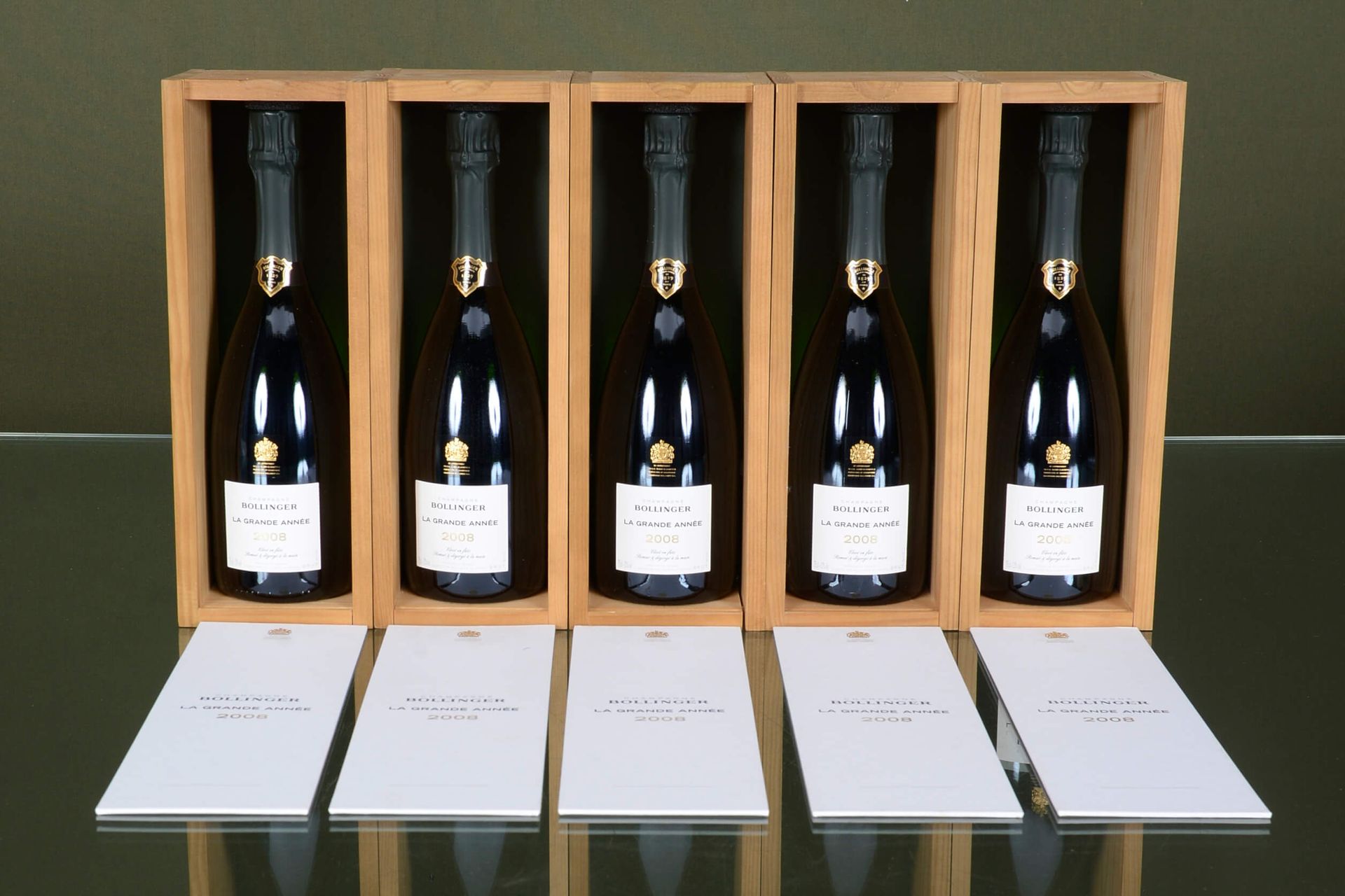 Bollinger, champagne 5 botellas, La Grande Année, 2008 Con cajas
