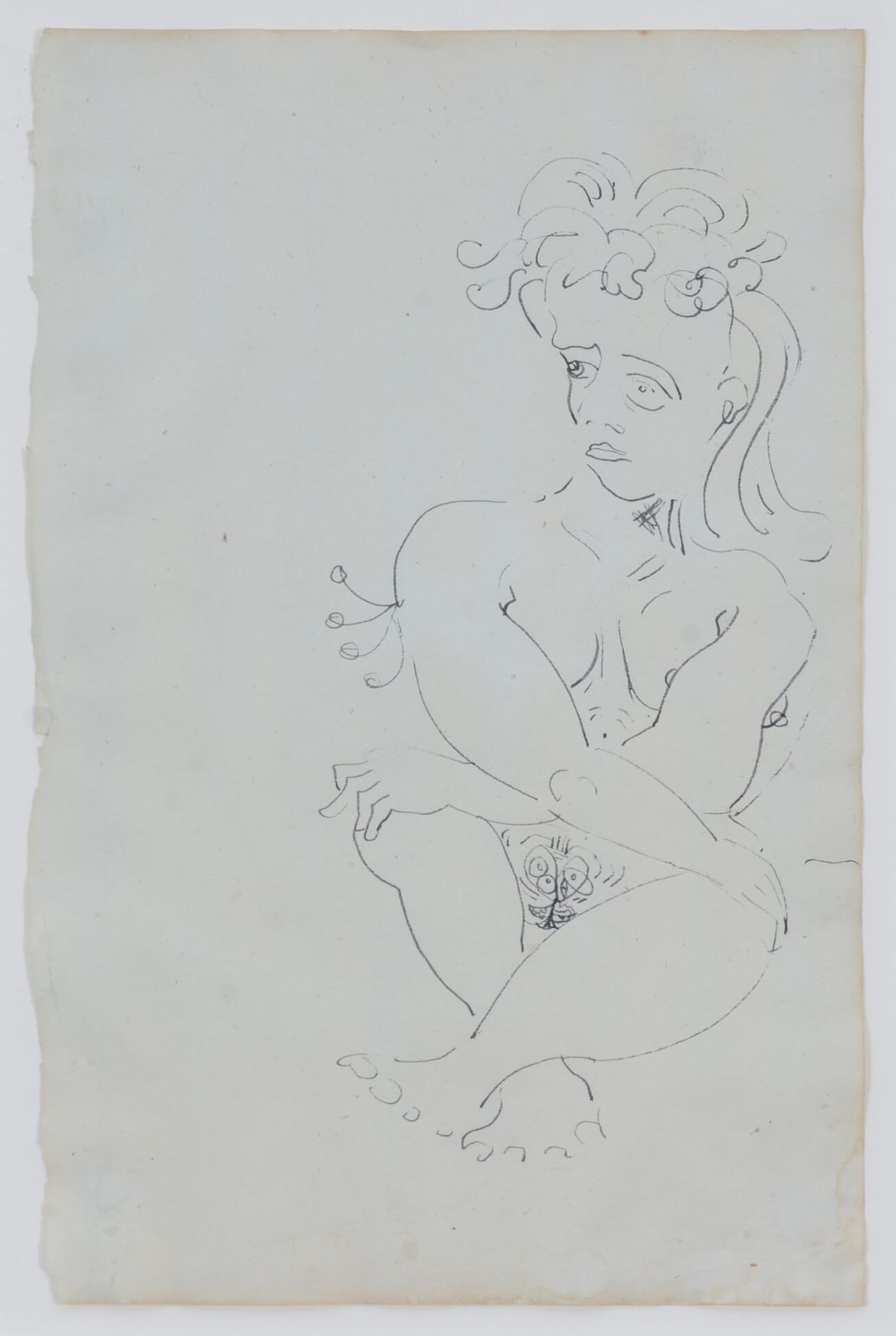 GEORGE CONDO (né en 1957) 女性裸体 1985年 纸上水墨，左下方有签名和日期 33.5 x 22 cm 状况报告：墨水和日期褪色