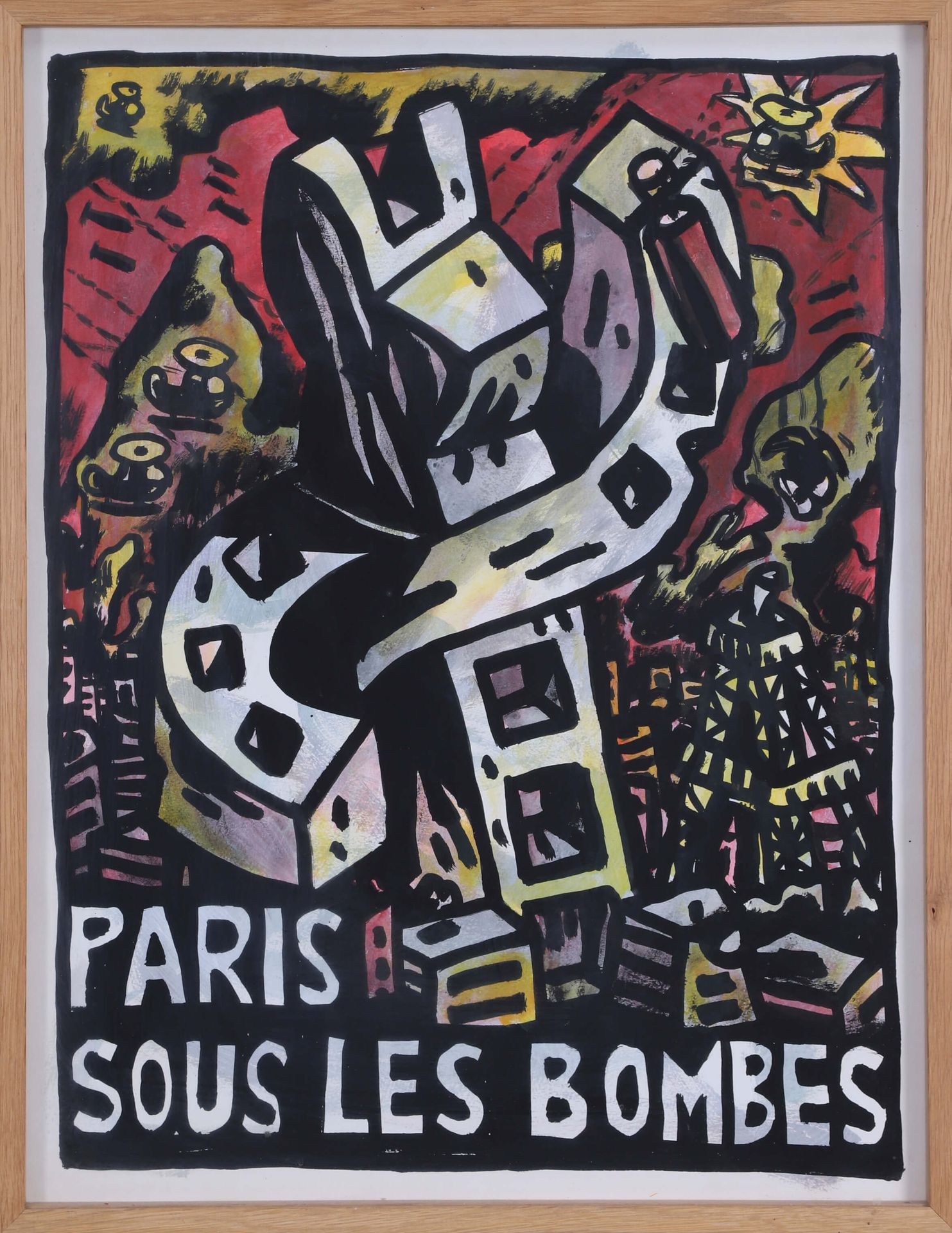 Speedy GRAPHITO (né en 1961) 炸弹下的巴黎 - 三联画 约1985-1990年 纸上水粉画

每张纸的尺寸：65 x 50厘米

状&hellip;