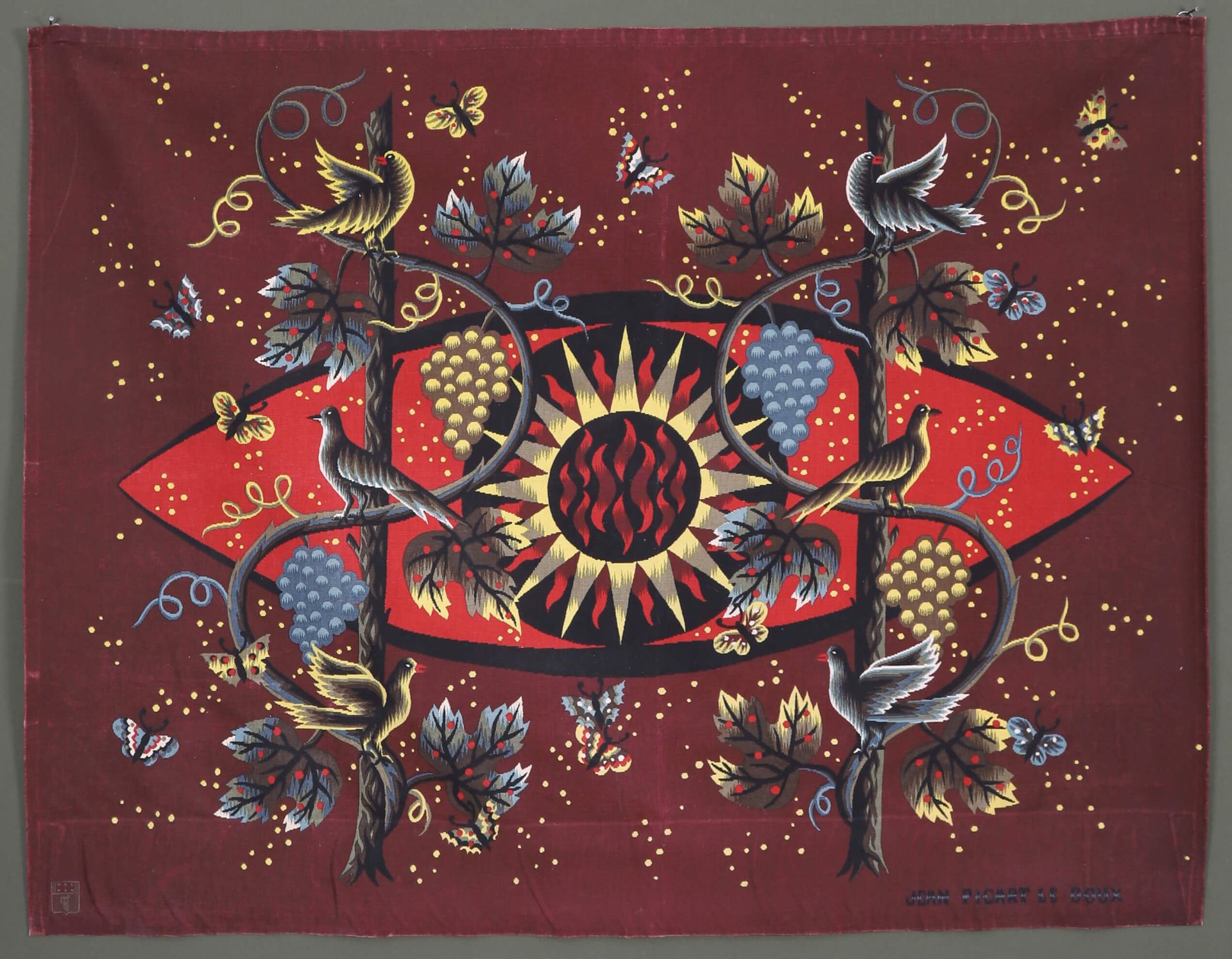 Jean PICART LE DOUX (1902-1982) 太阳与藤蔓 多色羊毛挂毯，右下角有签名，Bolduc from Ateliers Henri D&hellip;