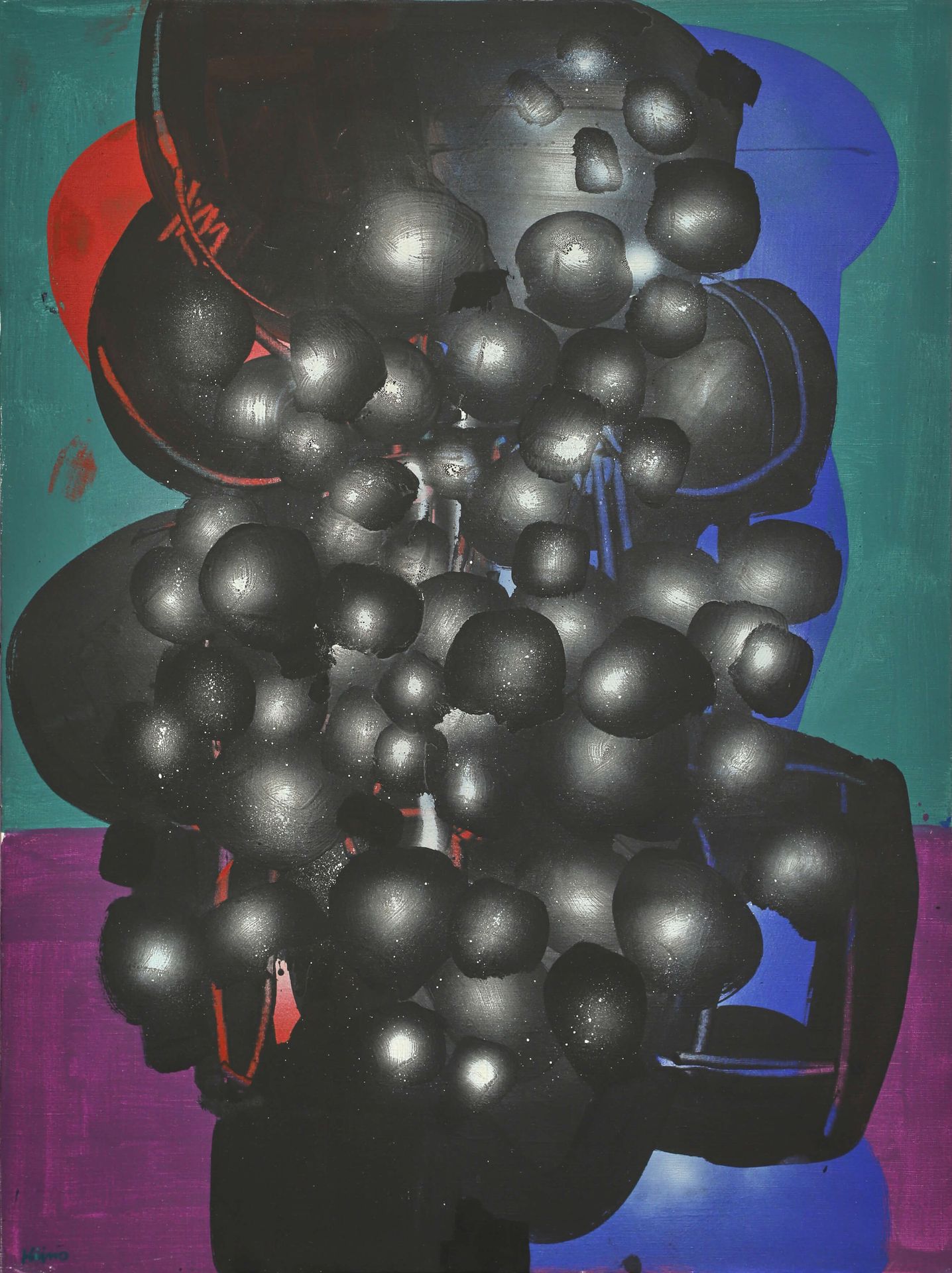 Ladislas KIJNO (1921-2012) Composition 1970 Huile sur toile signée en bas à gauc&hellip;
