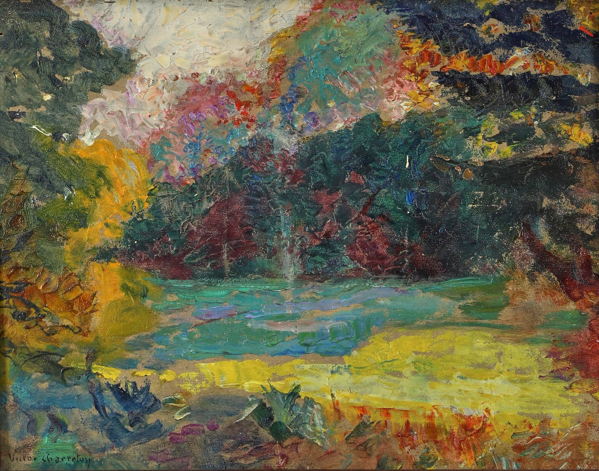 Victor CHARRETON (1864-1936) Landschaft Öl auf Tafel unten links signiert 24,5 x&hellip;