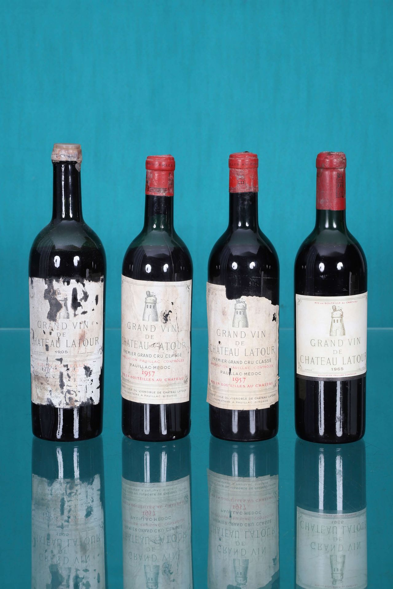 Château Latour 1er CC, Pauillac 4 bouteilles > 1 bouteille, 1955 (étiquette déch&hellip;