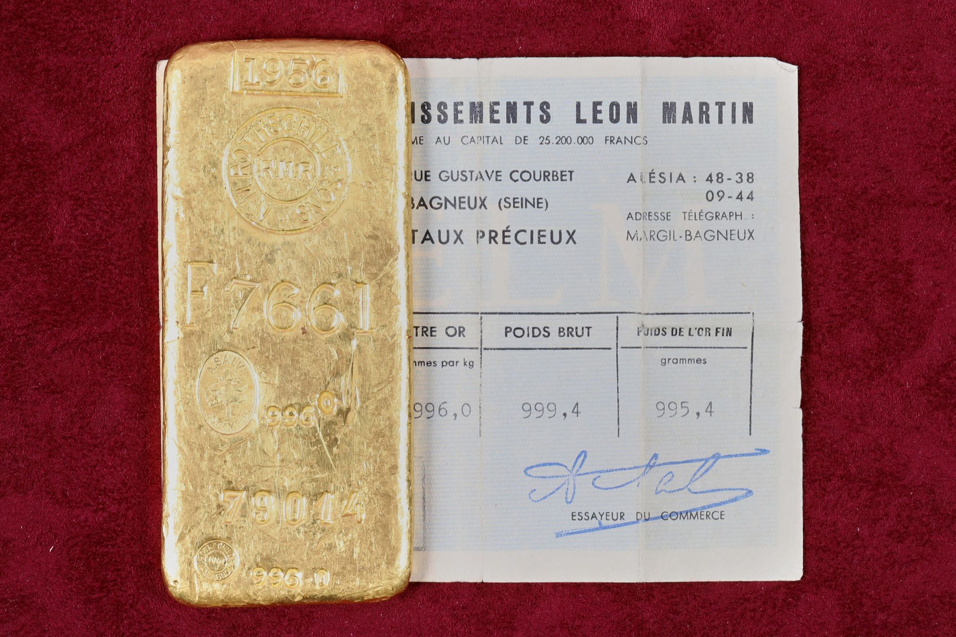 Null Lingot d’or Numéroté 79014, daté 1956, titre 996 ‰

Avec son bulletin d’ess&hellip;