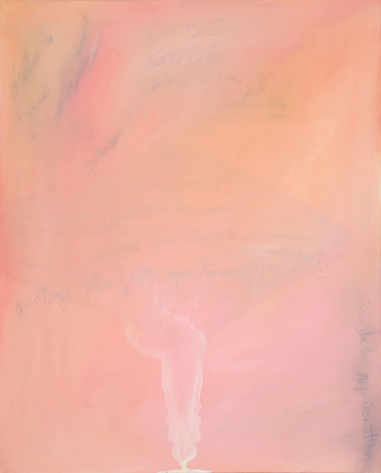 Fabrice HYBER (né en 1961) Digestion rose 1993 布面混合材料，背面有签名、日期和说明 100 x 81 cm 展览&hellip;
