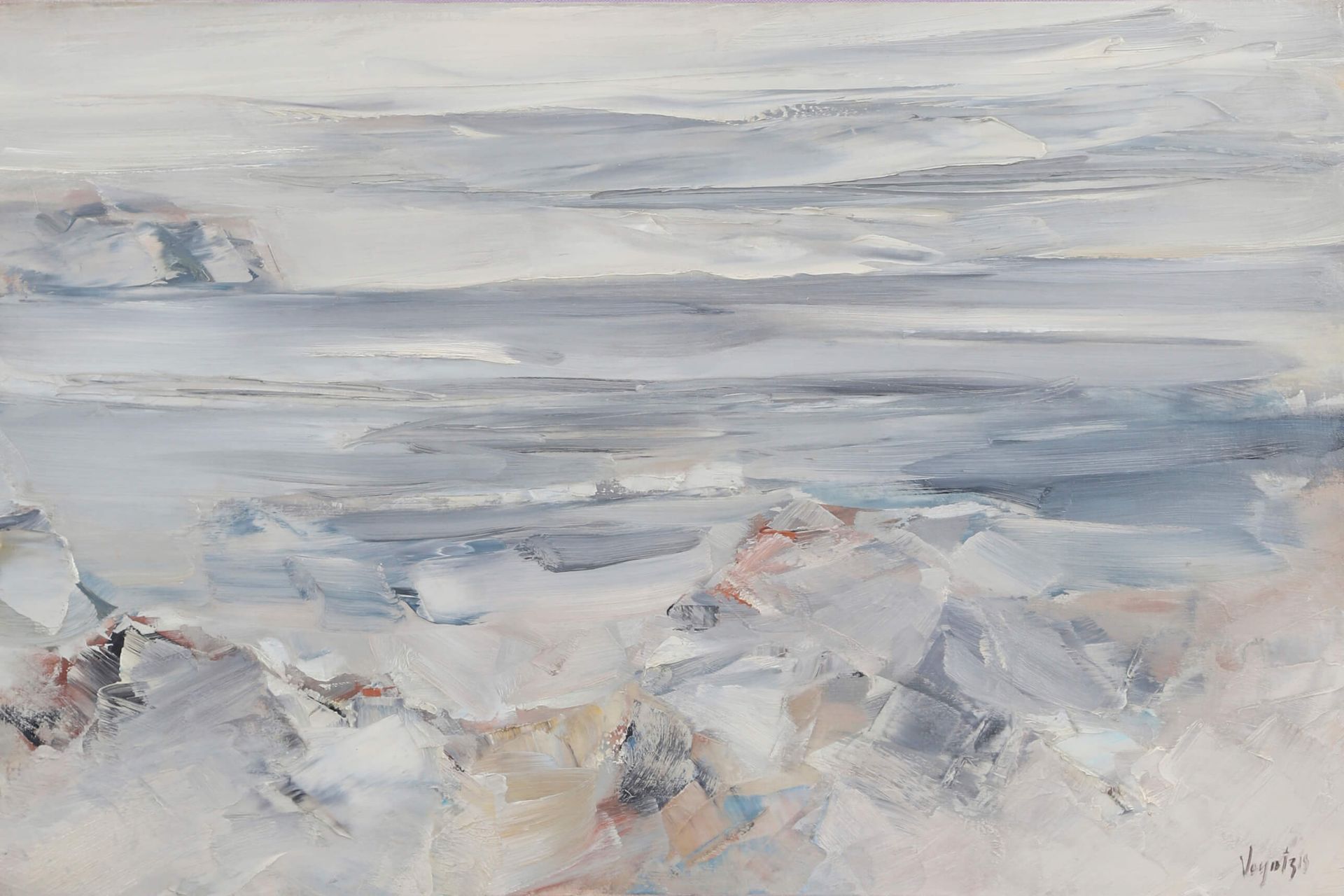 Charis Voyatzis (1924-1981) Paysage marin 1962 Huile sur toile signée en bas à d&hellip;