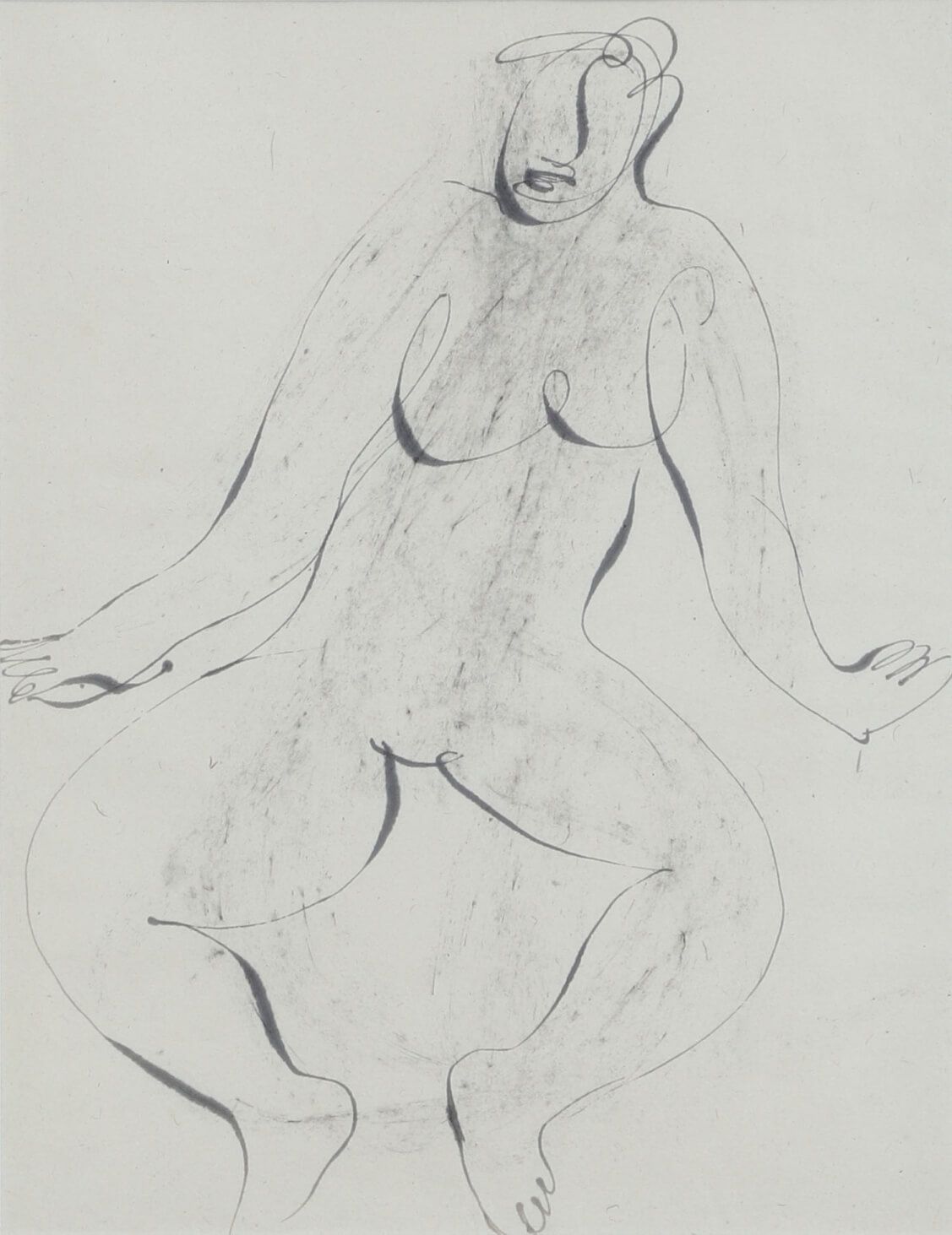 Jean FAUTRIER (1898-1964) 
Nu féminin noir circa 1944 Encre et fusain sur papier&hellip;