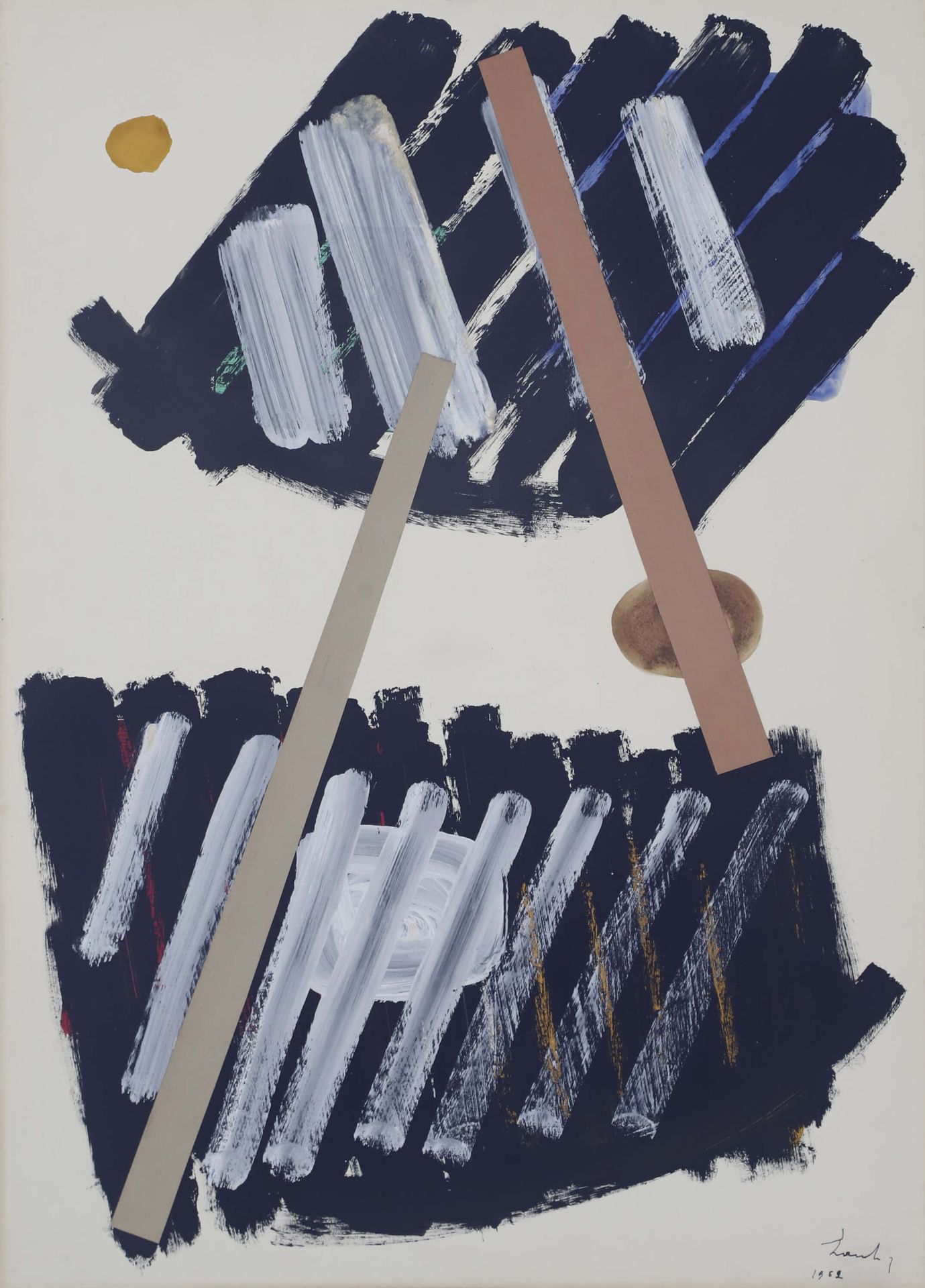 Berto Lardera (1911-1989) 创作 1962年 板上丙烯和水粉，右下方有签名和日期 105.5 x 75 cm